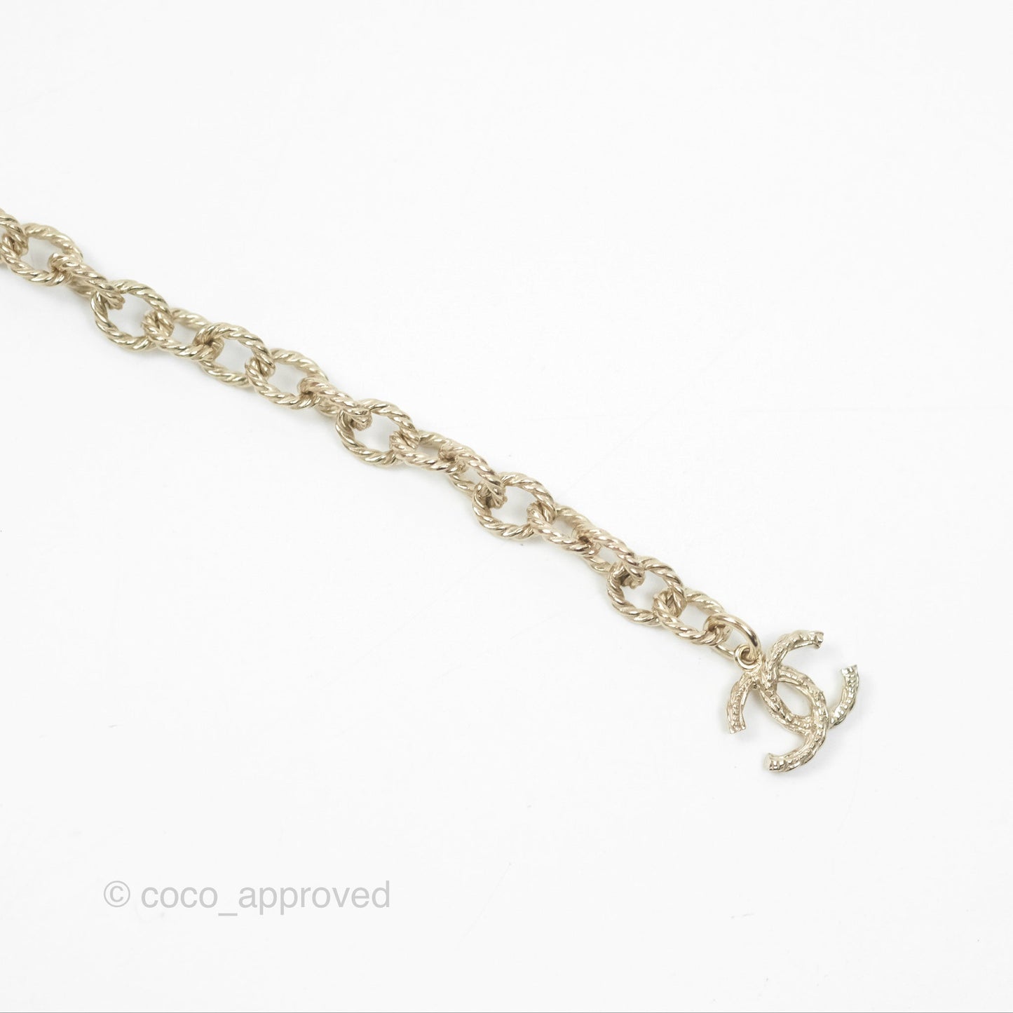 Chanel Purple CC Pearl Chain Long Necklace Gold Tone 15B
