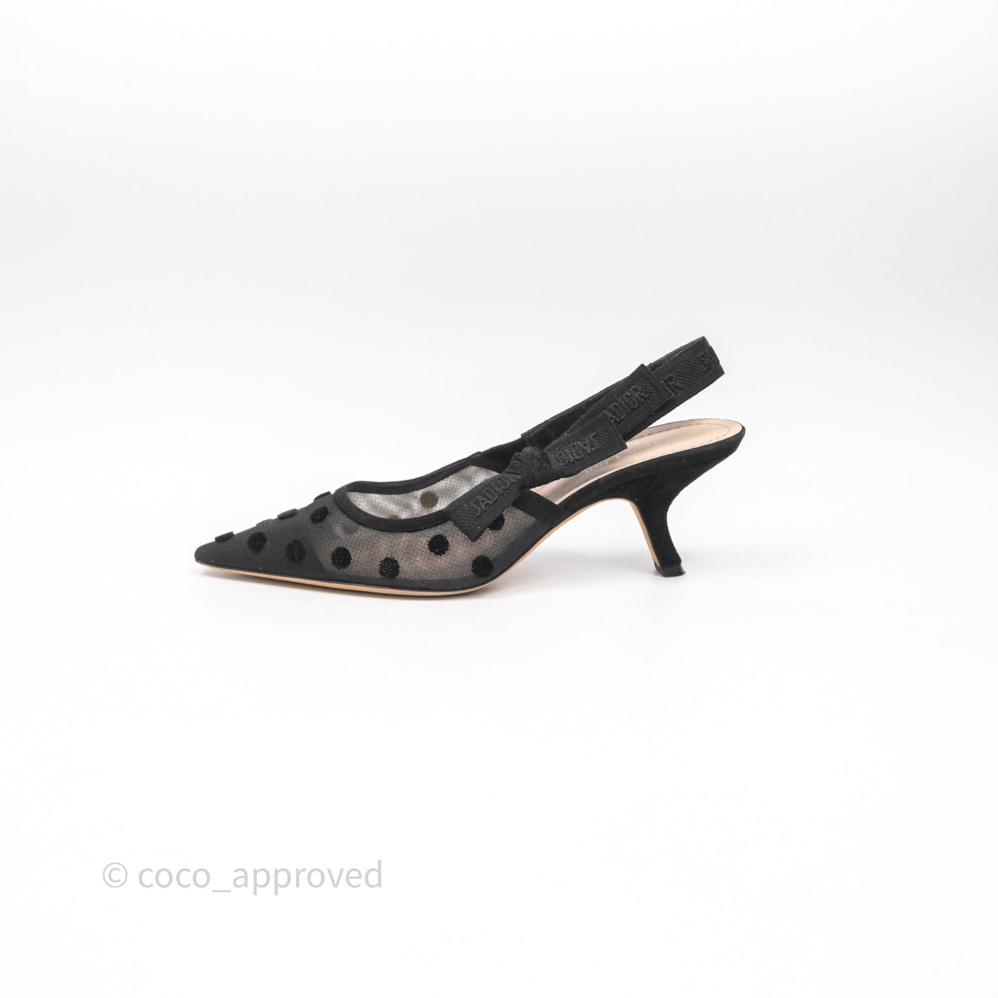 Christian Dior Black Dot Dot Slingback Size 39
