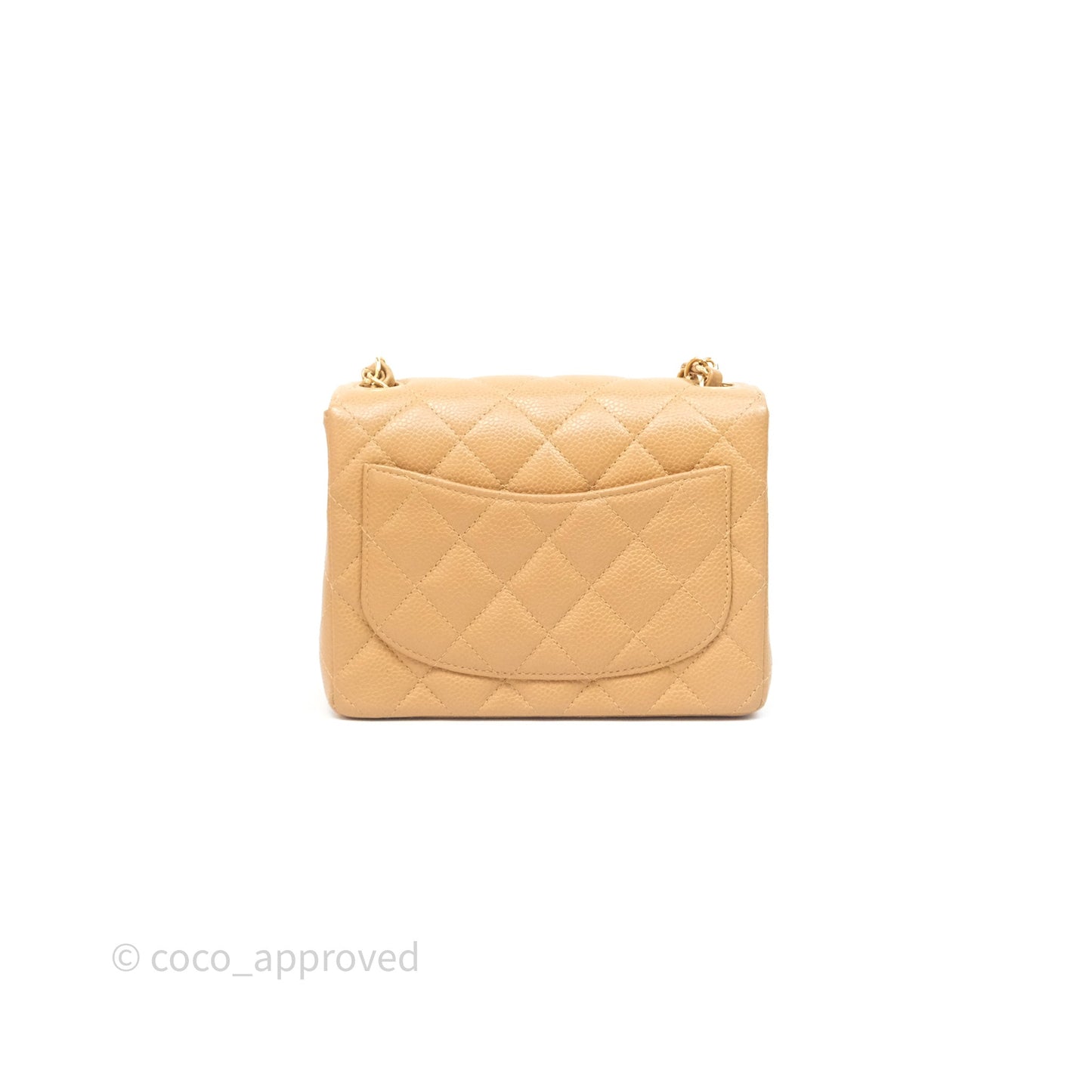 Chanel Vintage Mini Square Quilted Beige Caviar 24K Gold Hardware