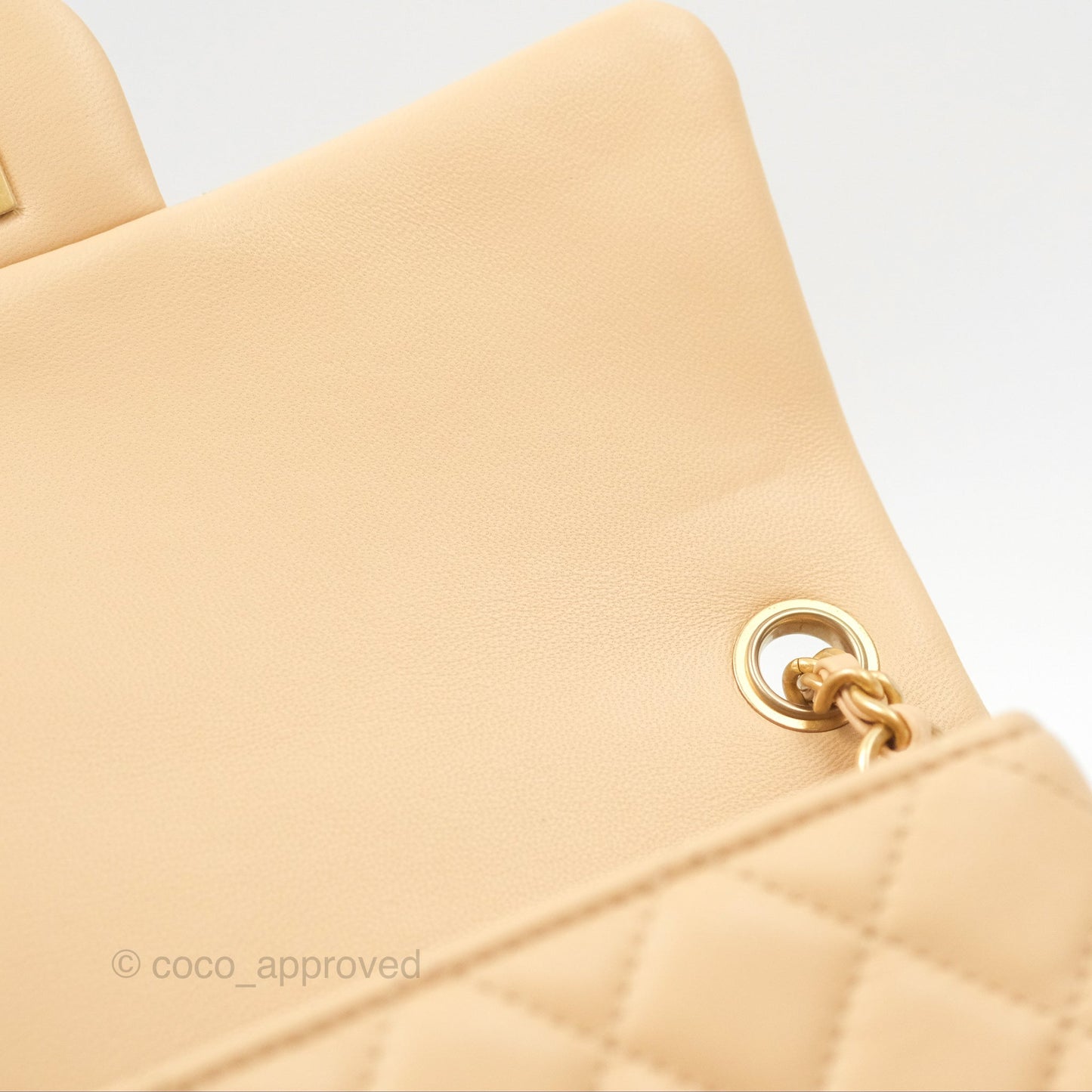 Chanel Pearl Crush Mini Rectangular Beige Lambskin Aged Gold Hardware