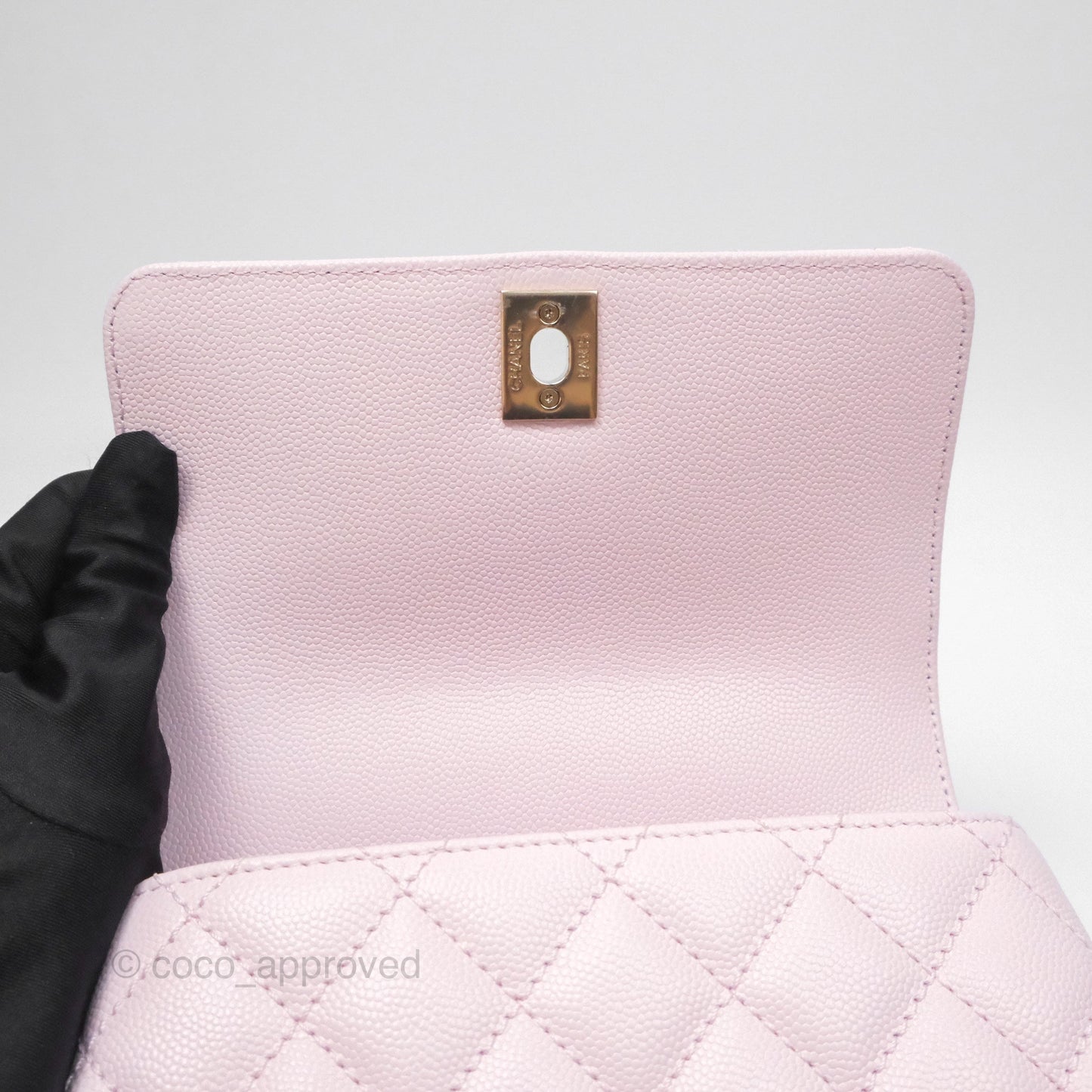 Chanel Mini Coco Handle Quilted Light Pink Caviar Gold Hardware