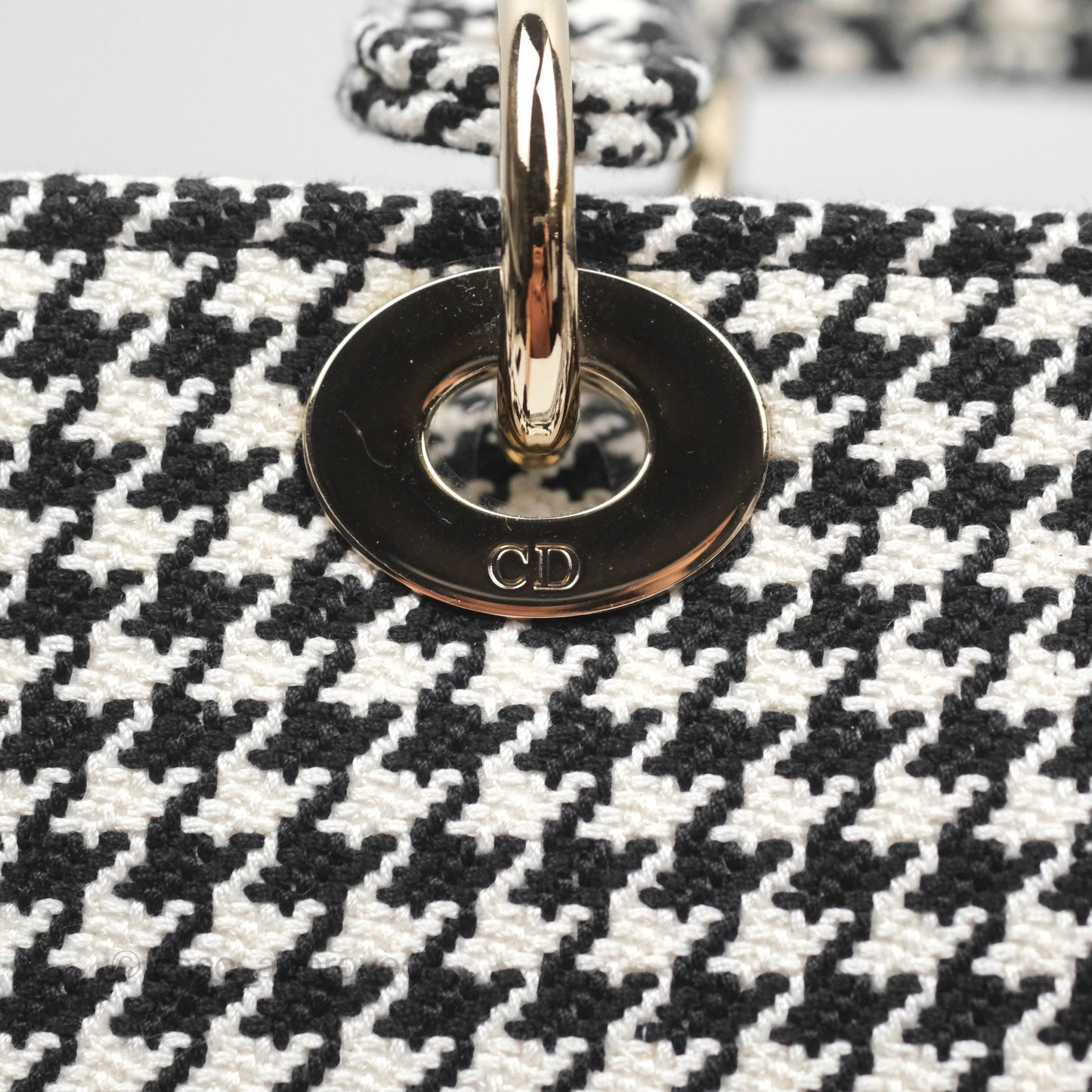 Christian Dior Medium Lady D-Lite Bag Black White Houndstooth