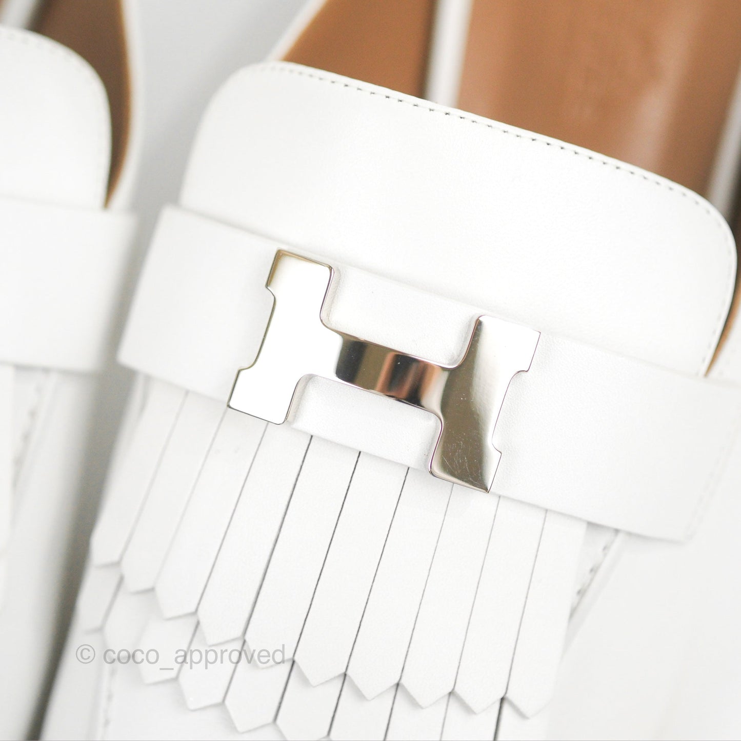 Hermes Rivoli Mule White Palladium Hardware Size 38.5
