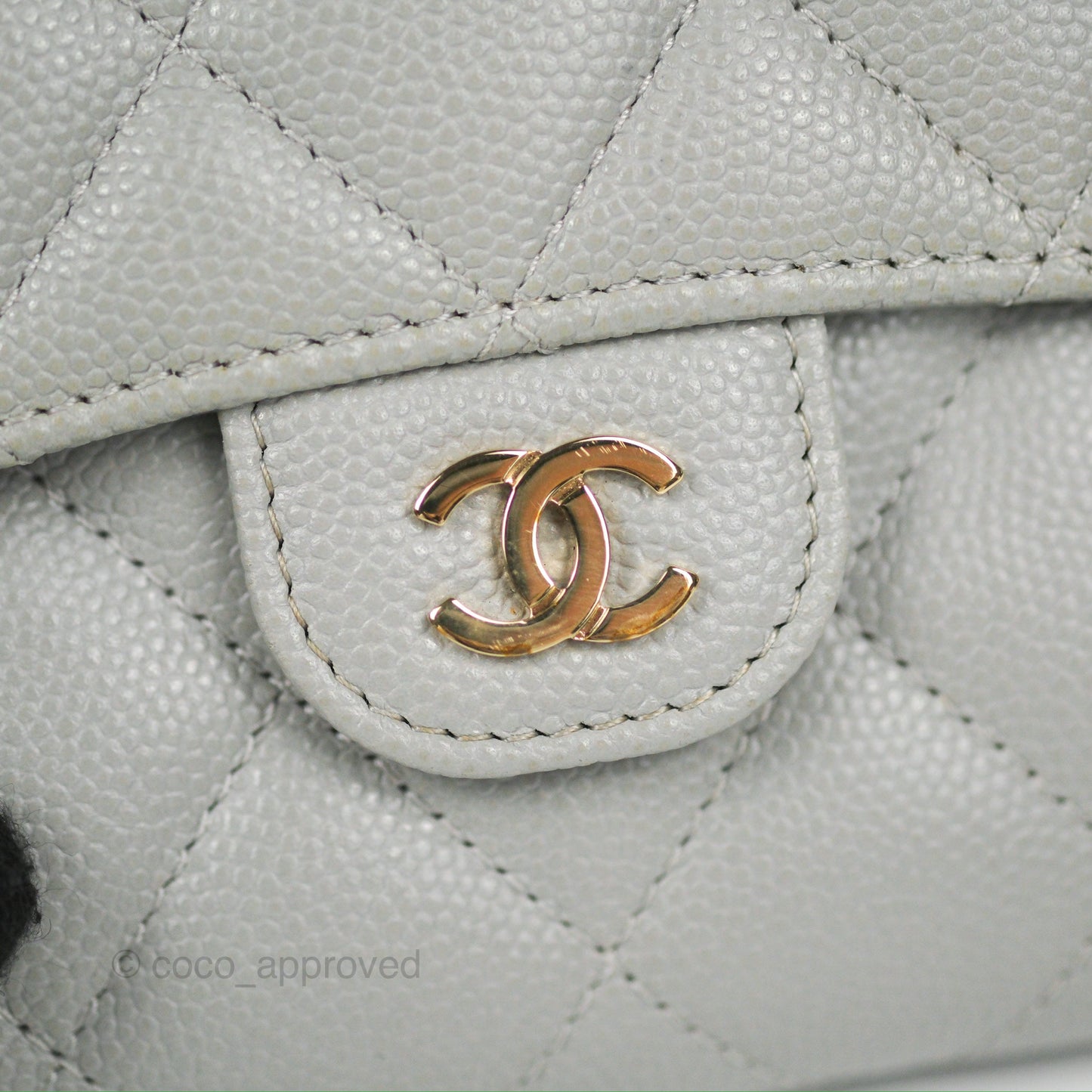 Chanel Quilted Medium Flap Wallet Grey Caviar Gold Hardware