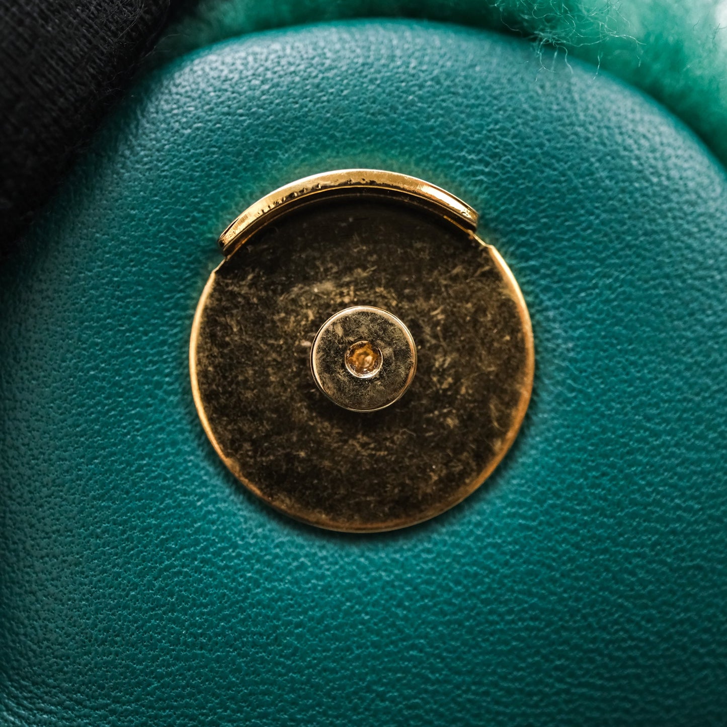 Chanel Small Vanity Case Green Shearling Aged Gold Hardware 22A