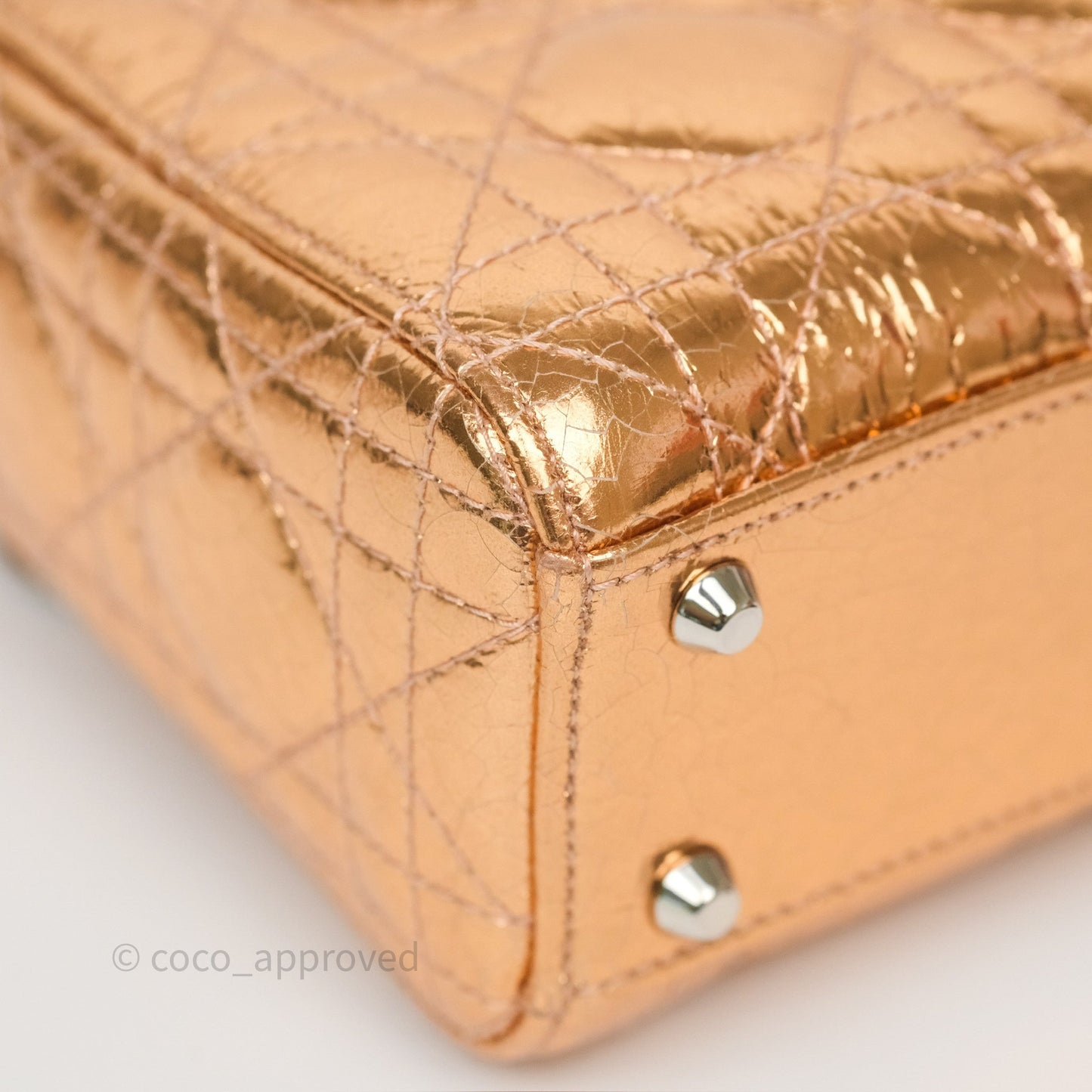 Christian Dior Mini Lady Dior Metallic Copper Cannage Silver Hardware