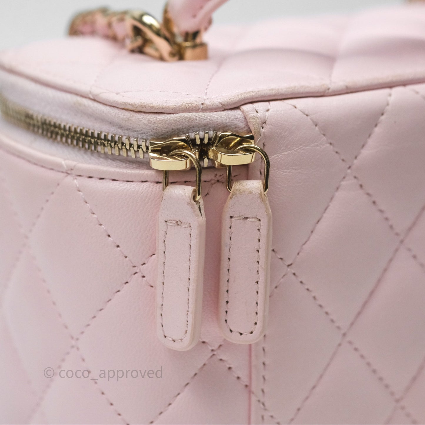 Chanel Vanity Rectangular Top Handle Light Pink Lambskin Gold Hardware