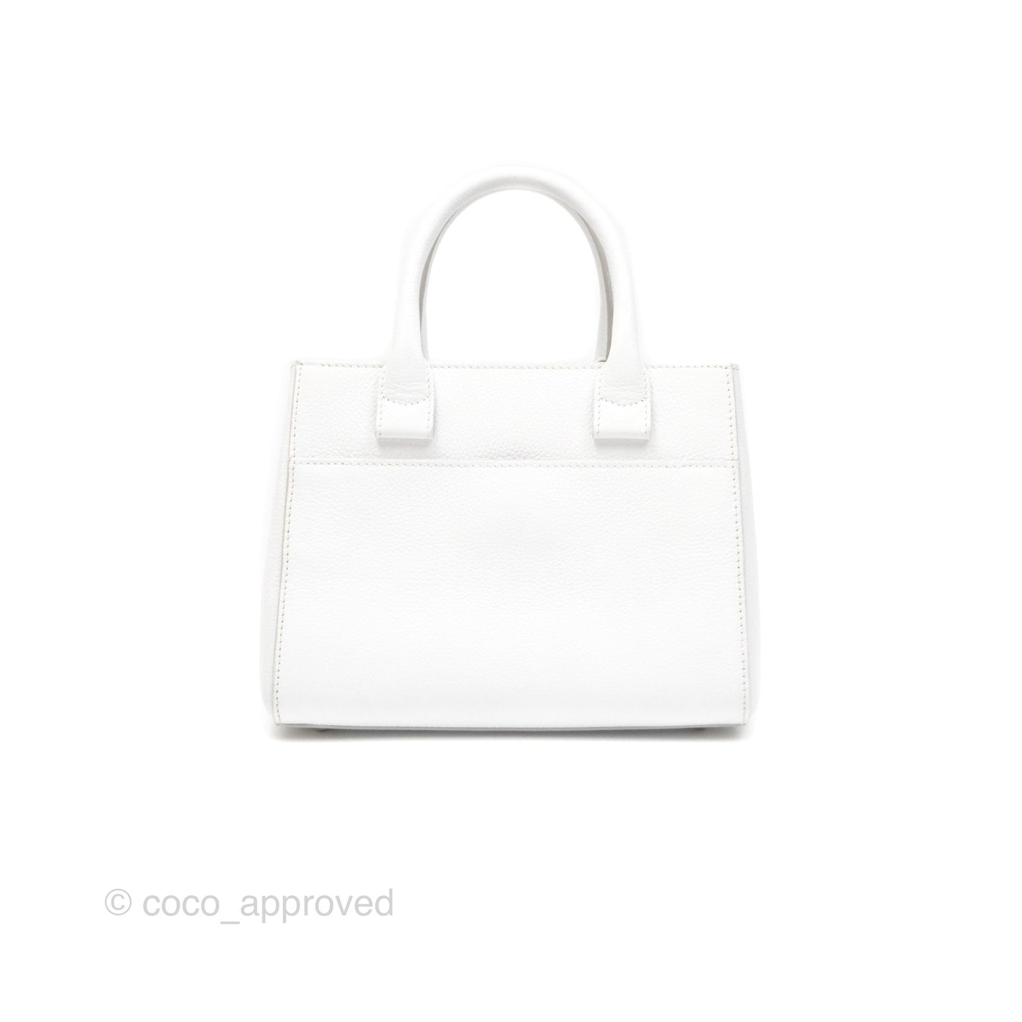 Chanel Mini Neo Executive Shopper Tote White Grained Calfskin Silver Hardware