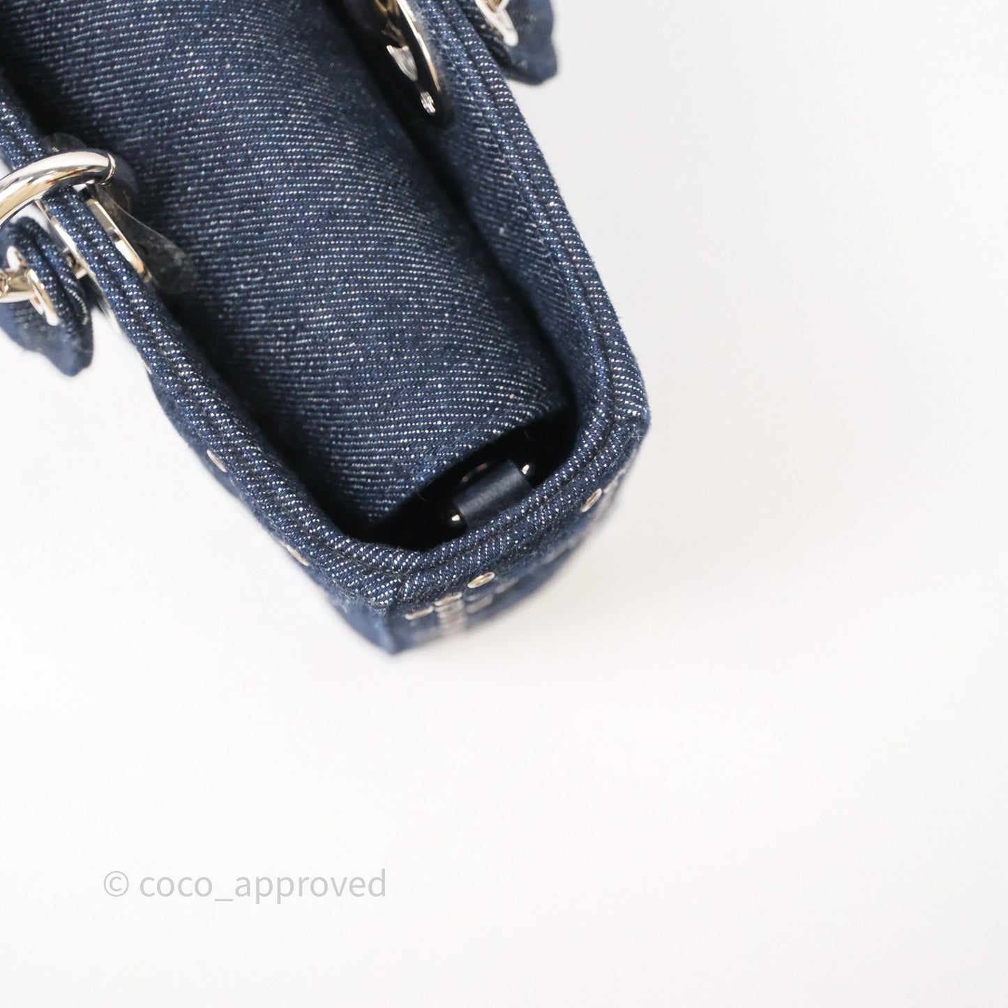 Christian Dior Medium Lady D-Joy Denim Eyelet Silver Hardware