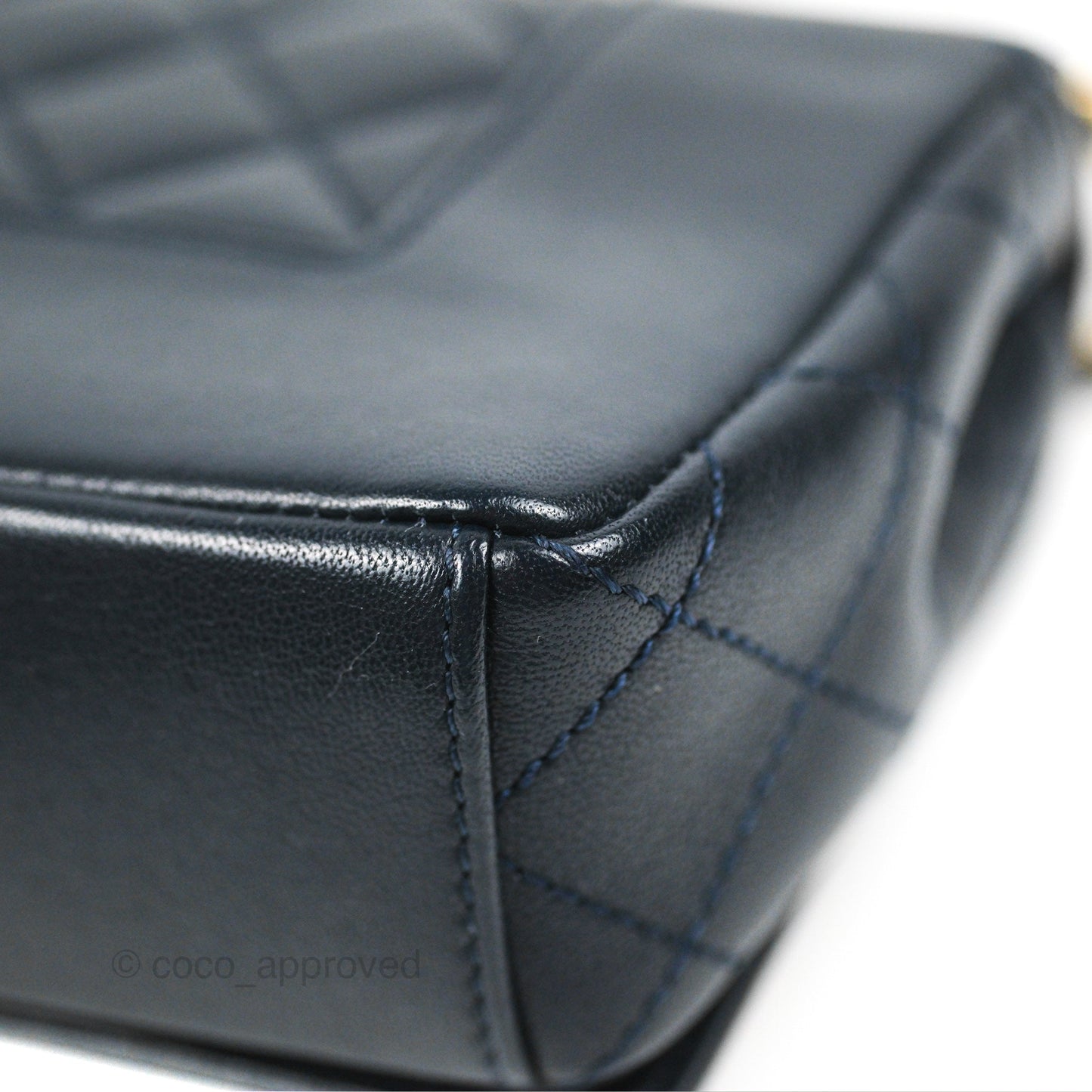 Chanel Small Vintage Mademoiselle Flap Navy Sheepskin Gold Hardware