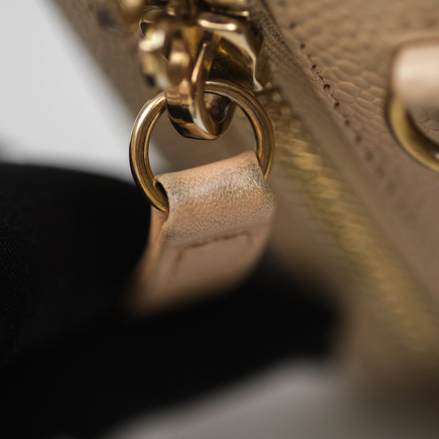 Chanel Quilted Small CC Filigree Vanity Case Beige Caviar Gold Hardware