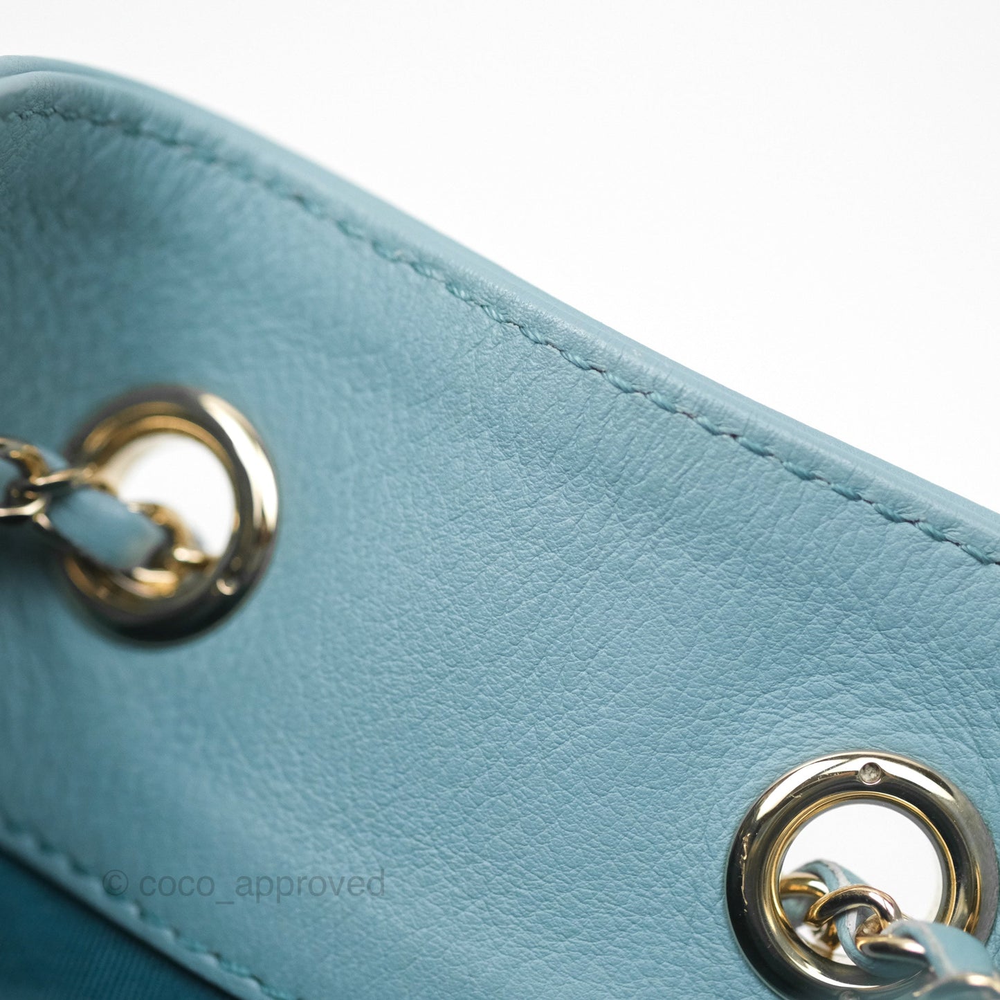 Chanel Small Drawstring Bucket Bag Blue Calfskin Gold Hardware