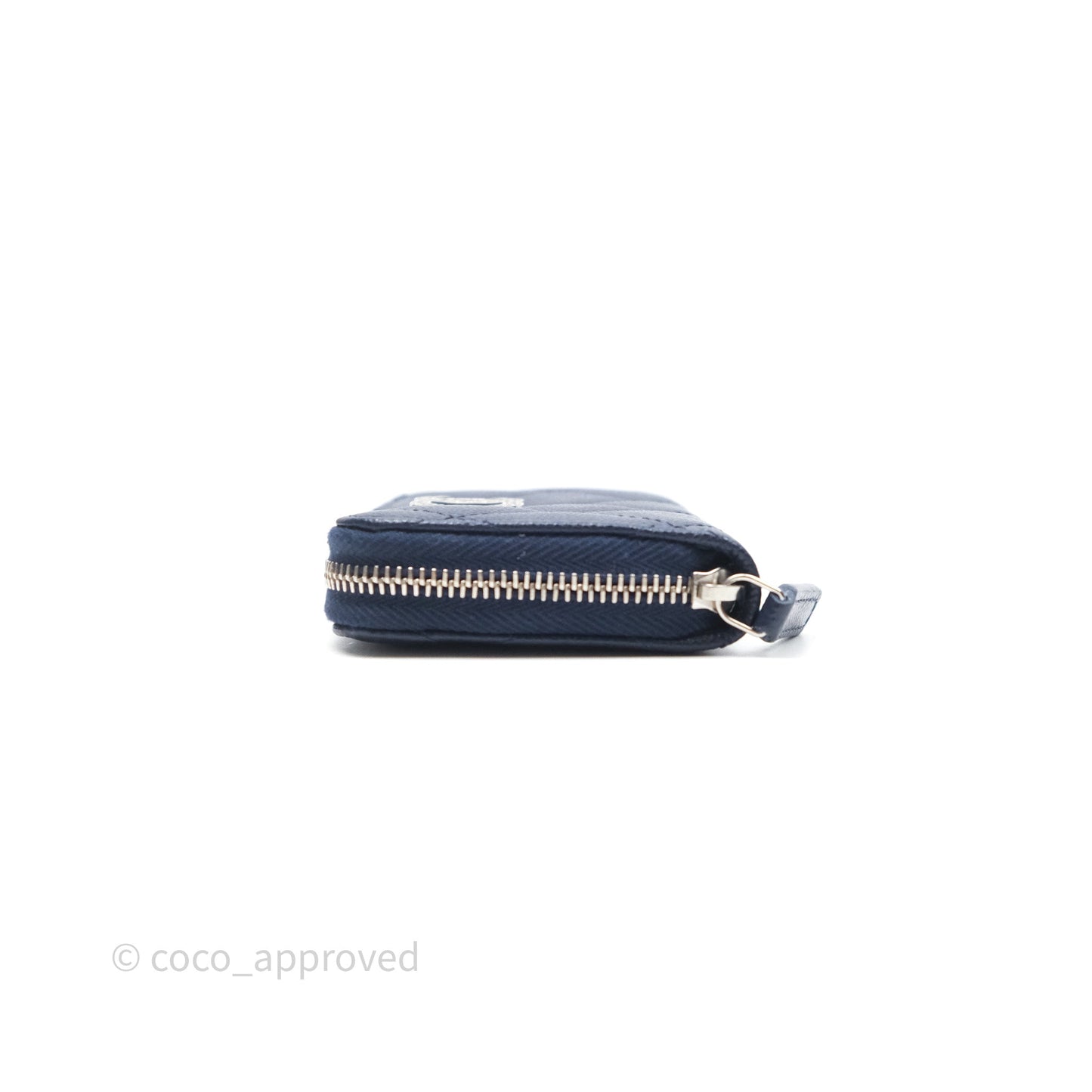 Chanel Logo CC Zipped Coin Purse Navy Caviar Silver Hardware 24P