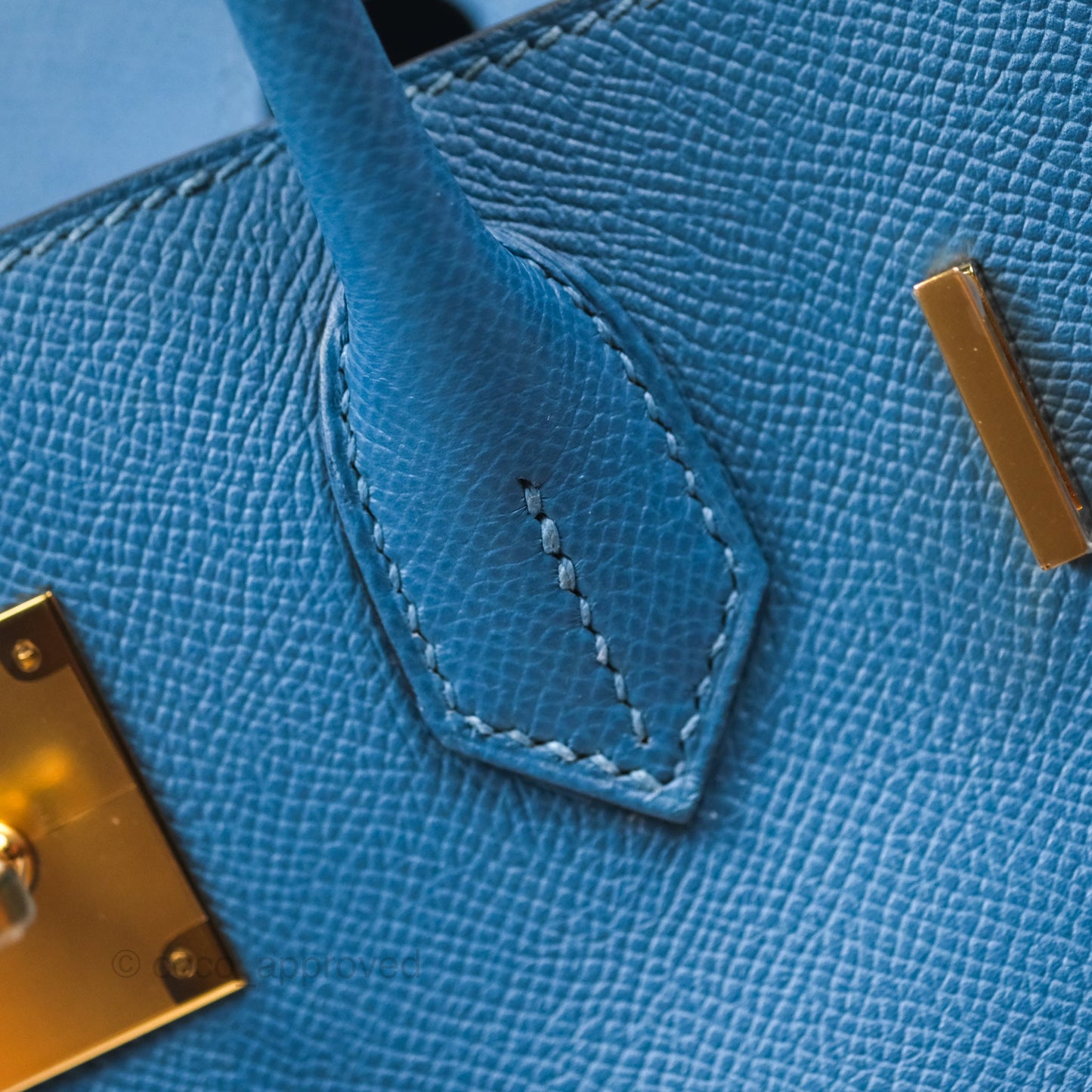 Hermès Birkin 30 Retourne Bleu Brighton 7E Epsom Gold Hardware
