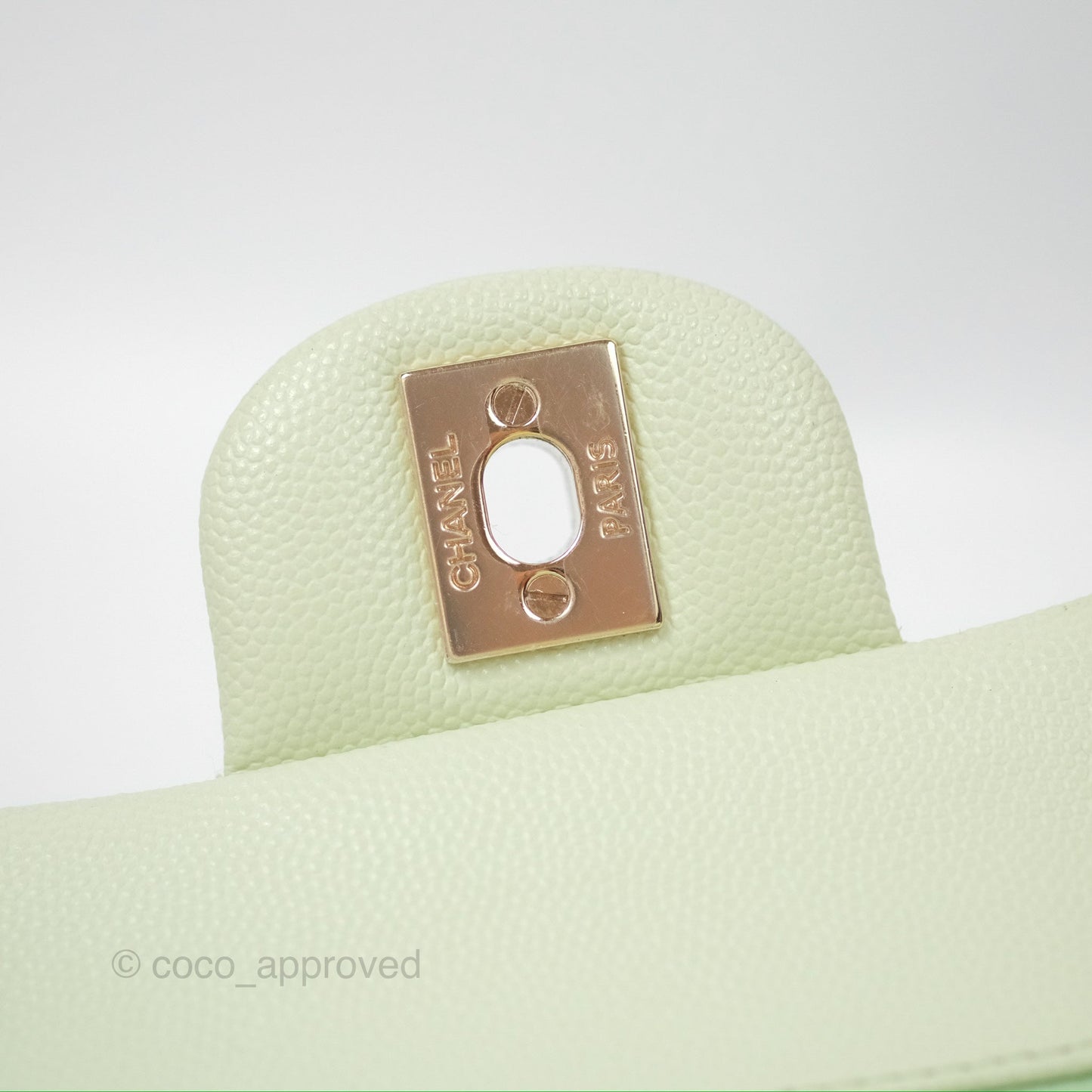 Chanel Small Quilted Classic Flap Mint Green Caviar Gold Hardware 22C
