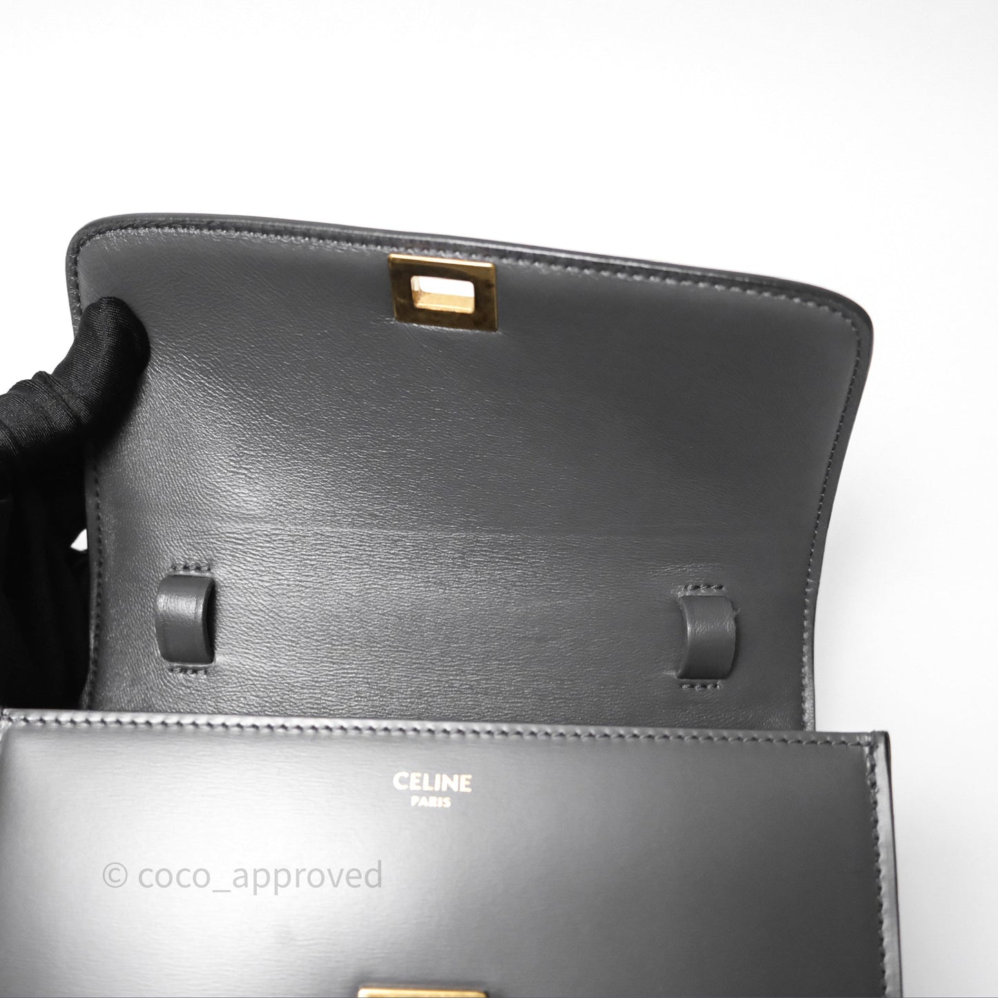 Celine Teen Classic Box Flap Dark Grey Box Calfskin