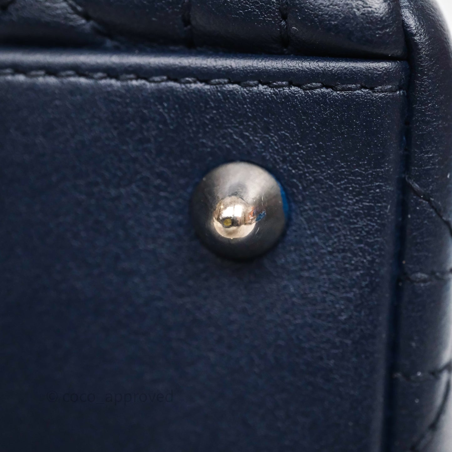 Christian Dior Medium Lady Dior Navy Lambskin Silver Hardware