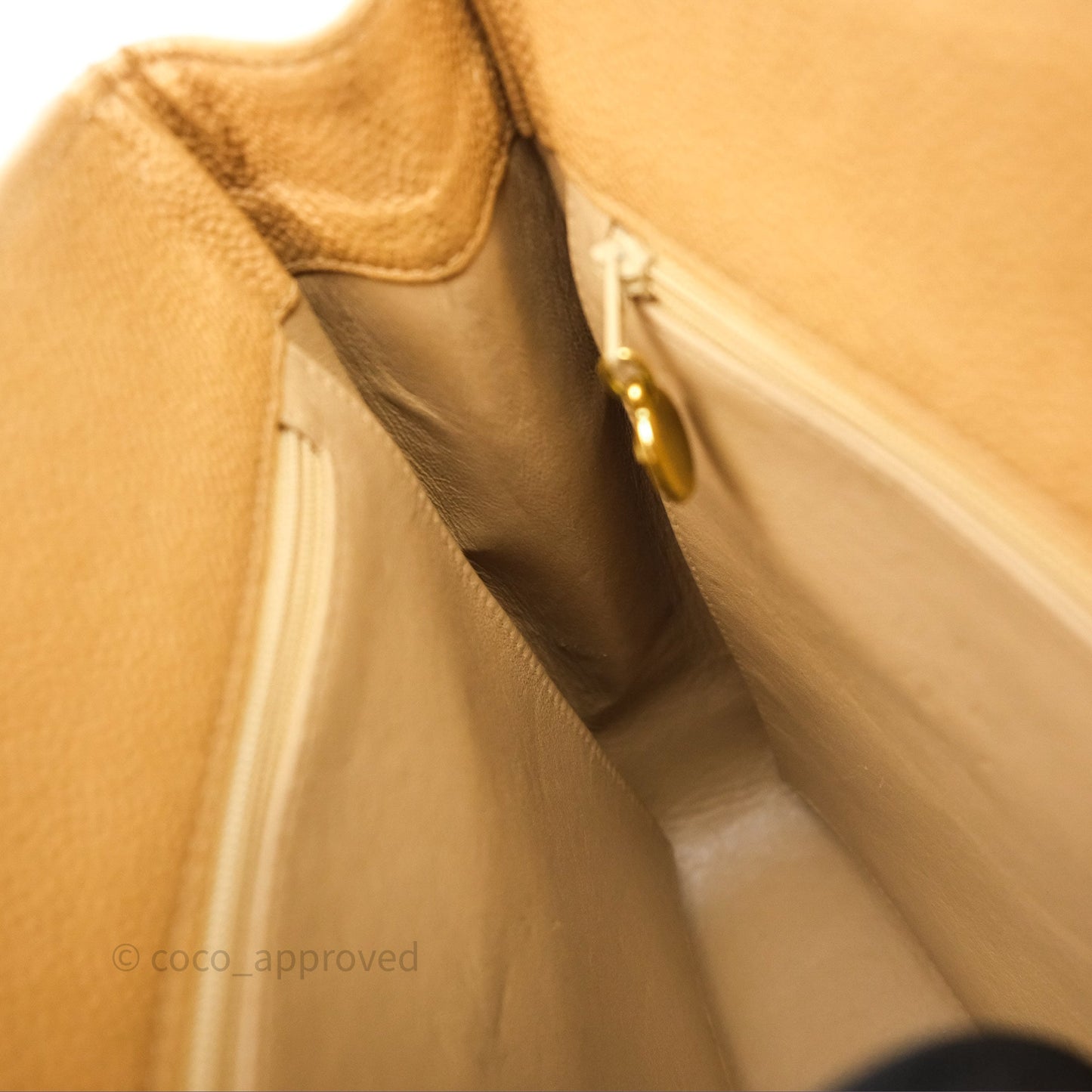 Chanel Vintage CC Quilted Tote Dark Beige Caviar 24K Gold Hardware