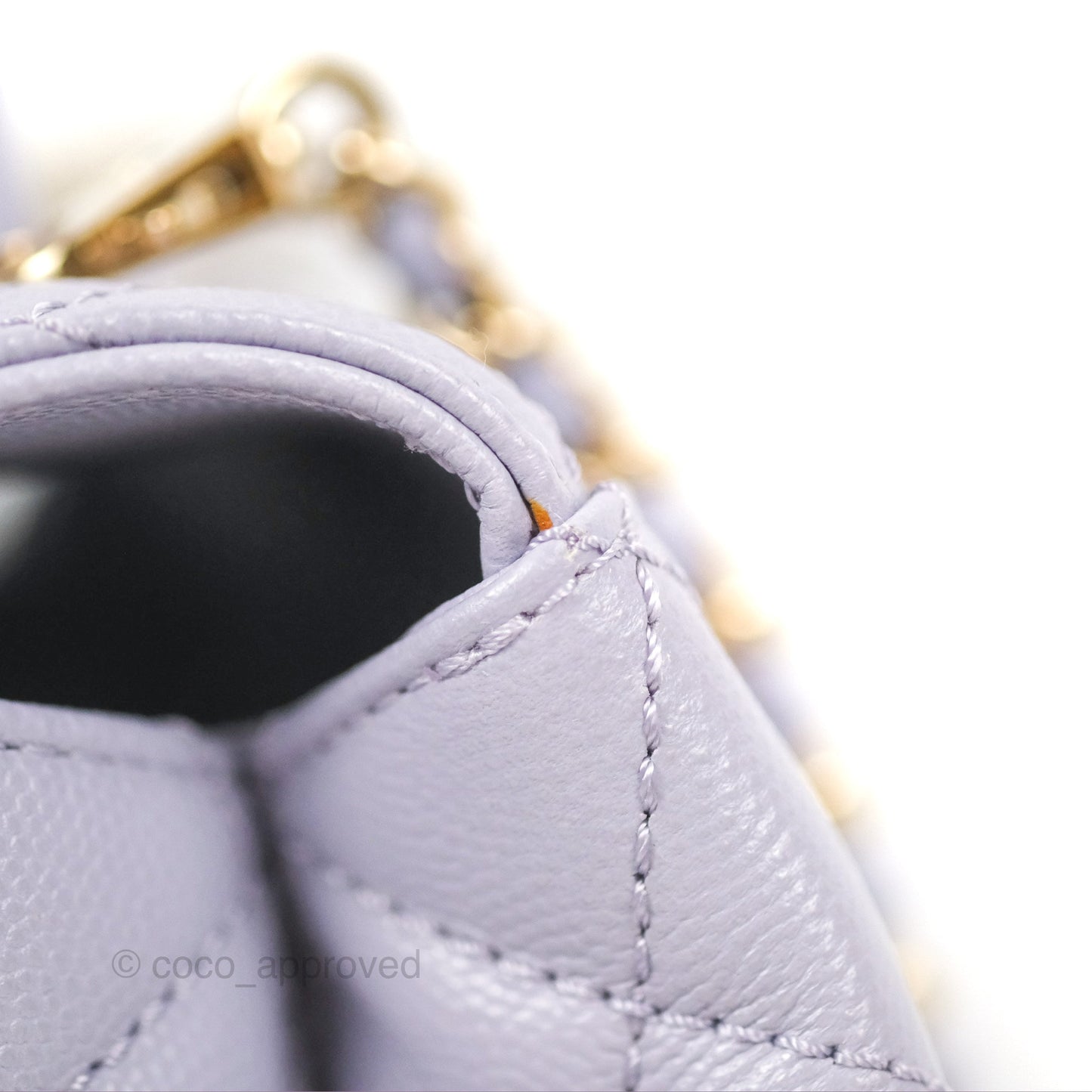 Chanel Small Coco Handle Quilted Lilac Caviar Gold Hardware