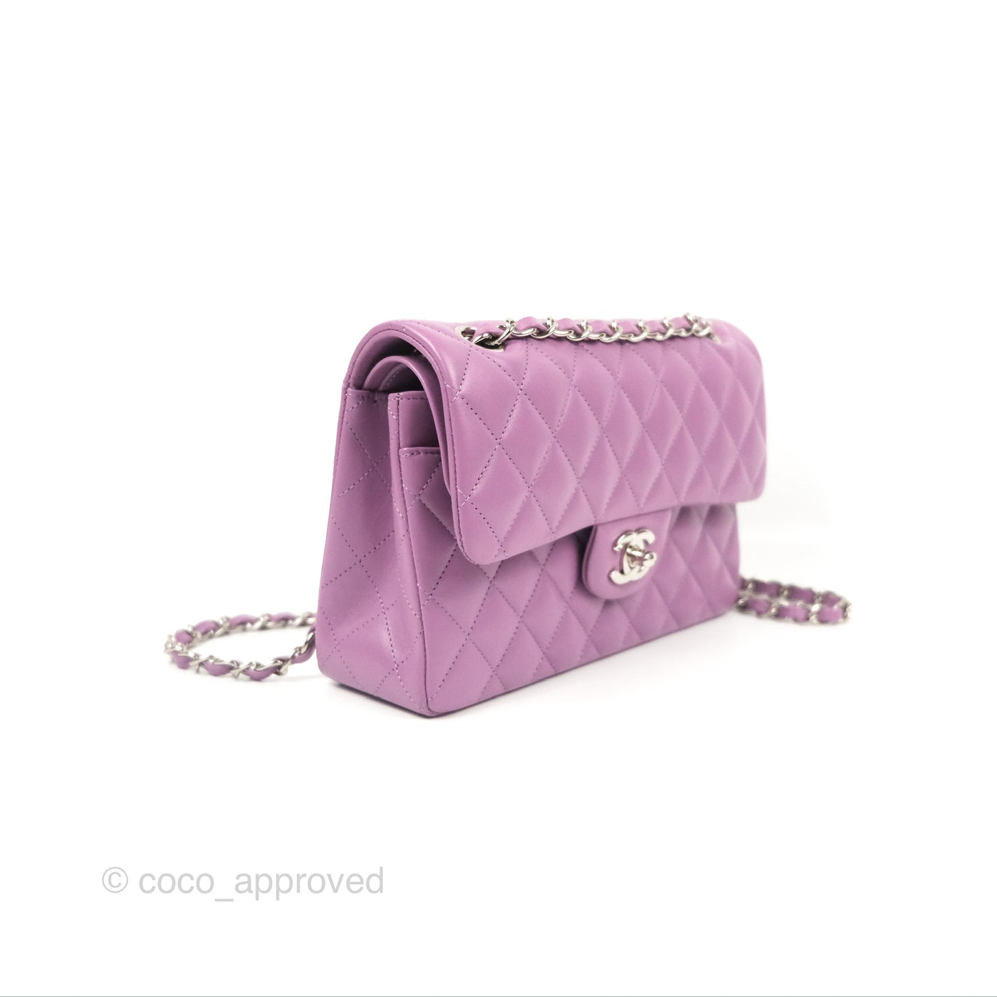 Chanel Small Classic Quilted Flap Purple Lambskin Silver Hardware