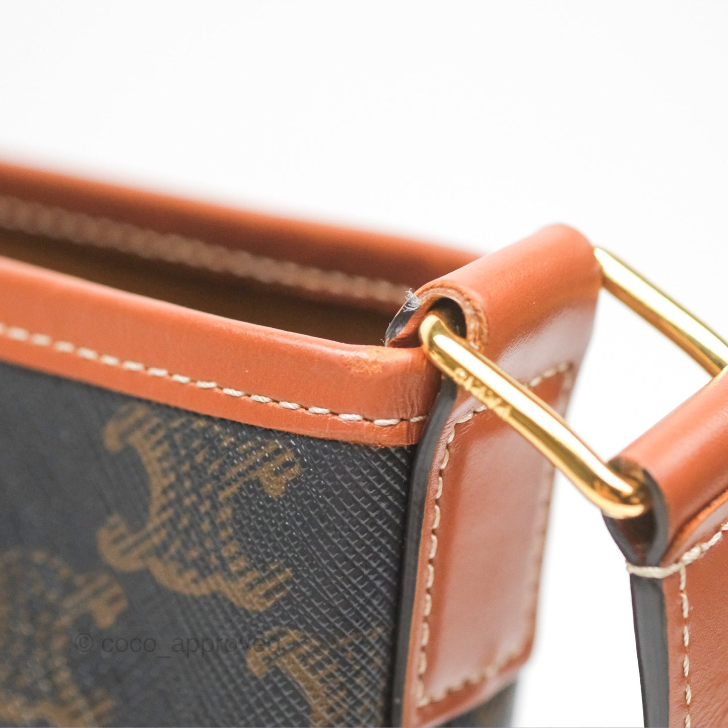Celine Small Bucket Triomphe Canvas Tan Calfskin