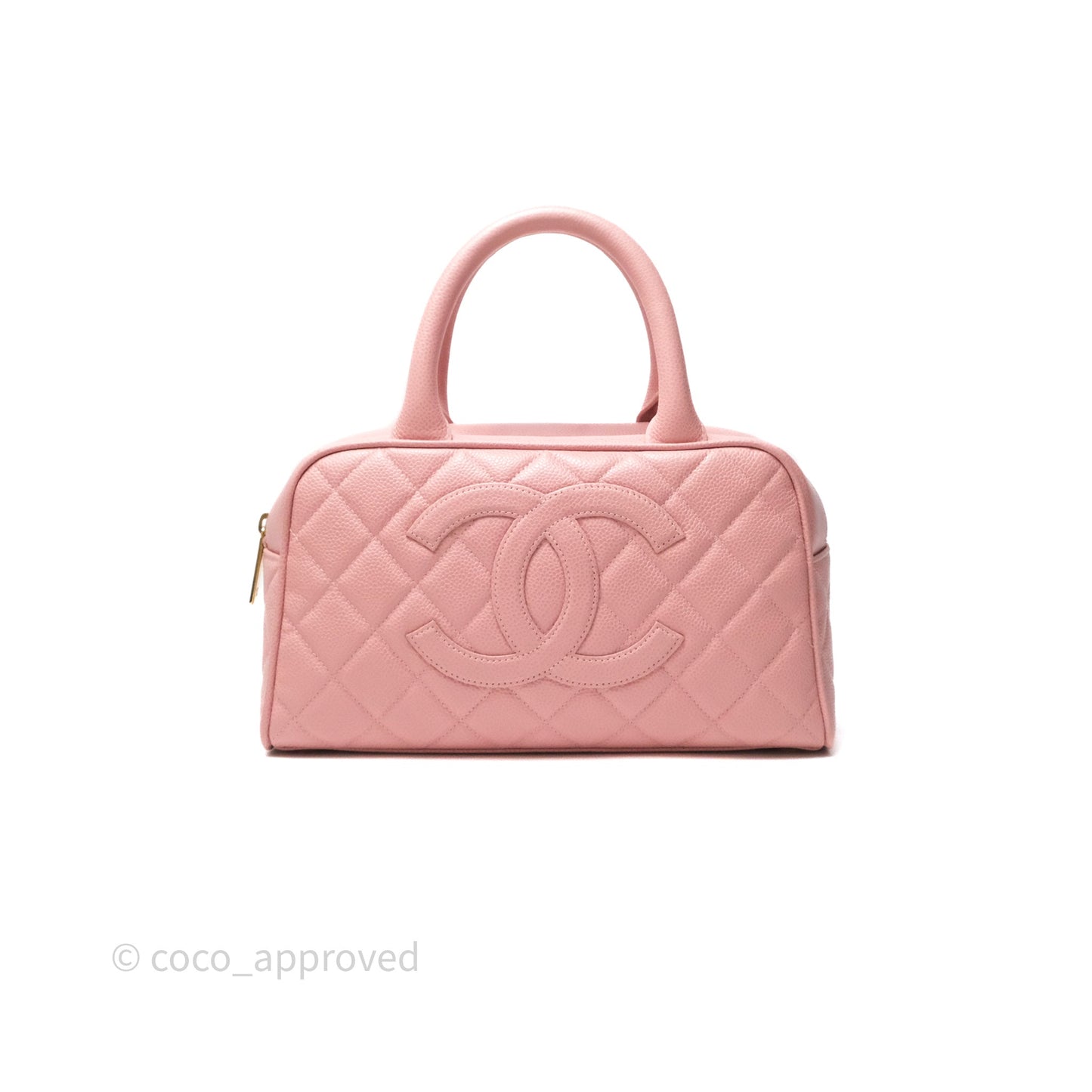 Chanel Vintage Mini CC Boston Bag Sakura Pink Caviar Gold Hardware