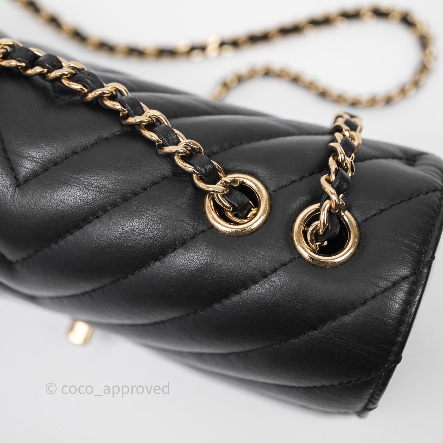 Chanel Small Statement Chevron Flap Bag Black Gold Hardware