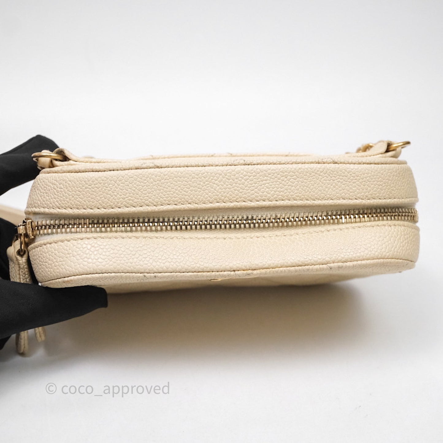 Chanel Quilted Caviar Waist Bag Ivory Aged Gold Hardware