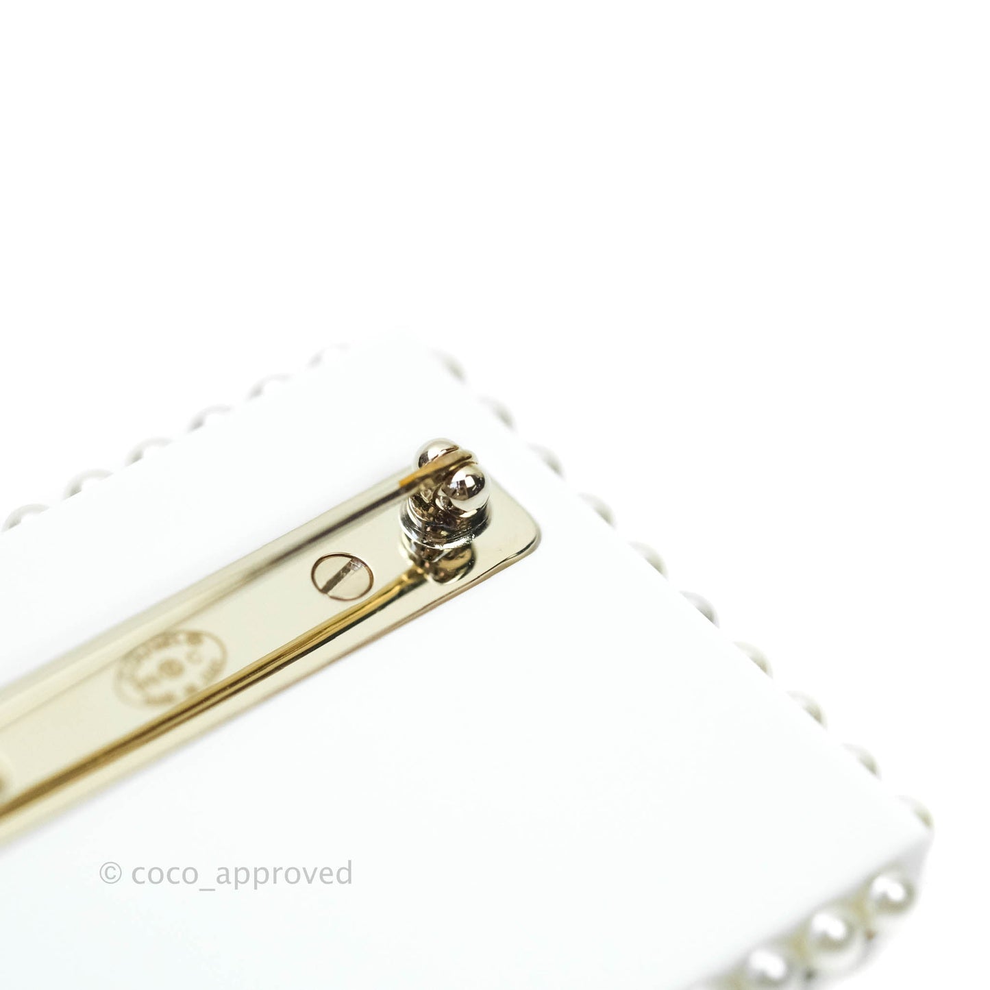Chanel CC Postcard Pearl Brooch Gold Tone 19C