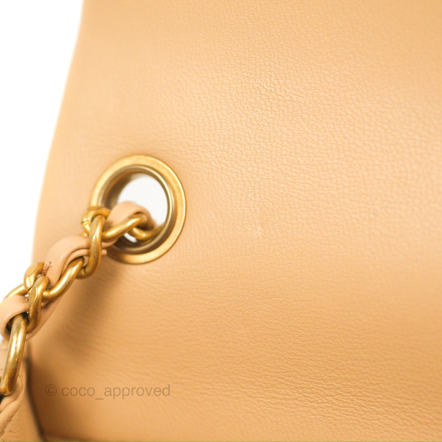Chanel Mini Rectangular Pearl Crush Beige Lambskin Aged Gold Hardware