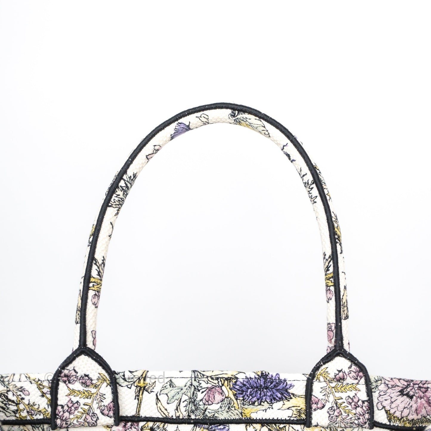 Christian Dior Medium (Old Small) Book Tote Latte Embroidery with Yellow Multicolor Dior Chardons Motif