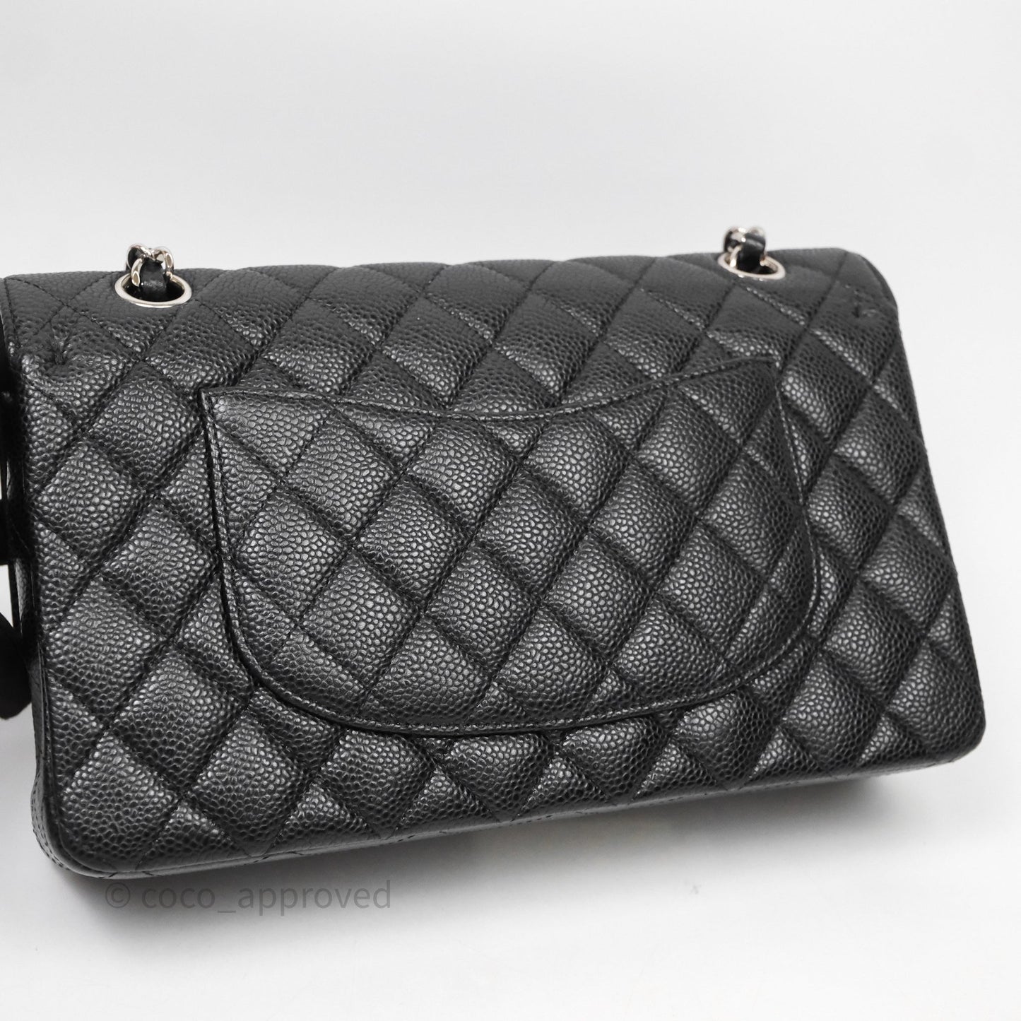 Chanel Classic M/L Medium Flap Quilted Black Caviar Silver Hardware