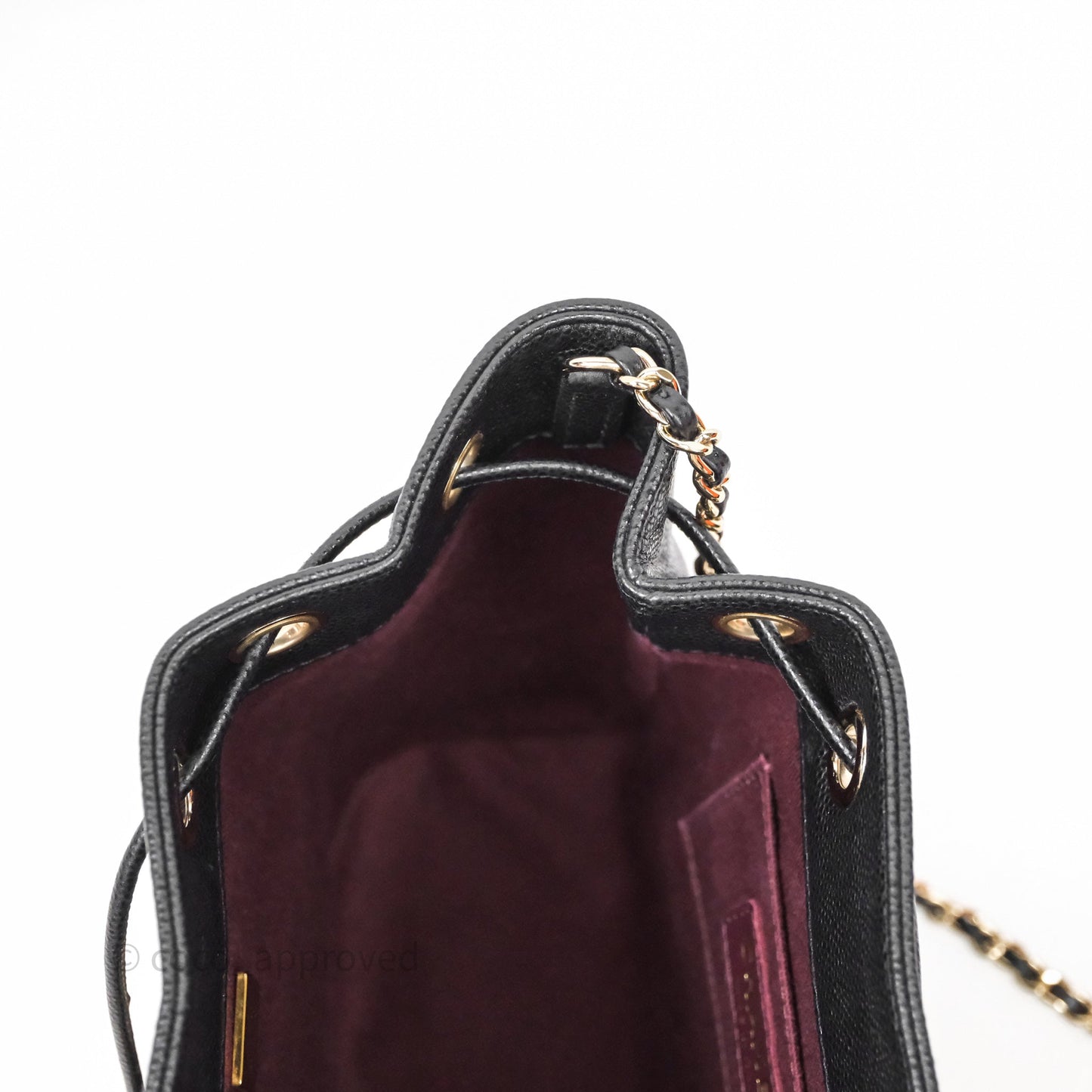 Chanel Business Affinity Drawstring Bucket Bag Black Caviar Gold Hardware