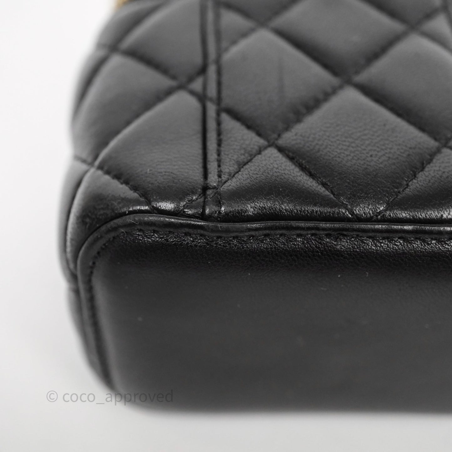 Chanel Mini Black Lambskin Vanity Pearl Crush With Chain Gold Hardware