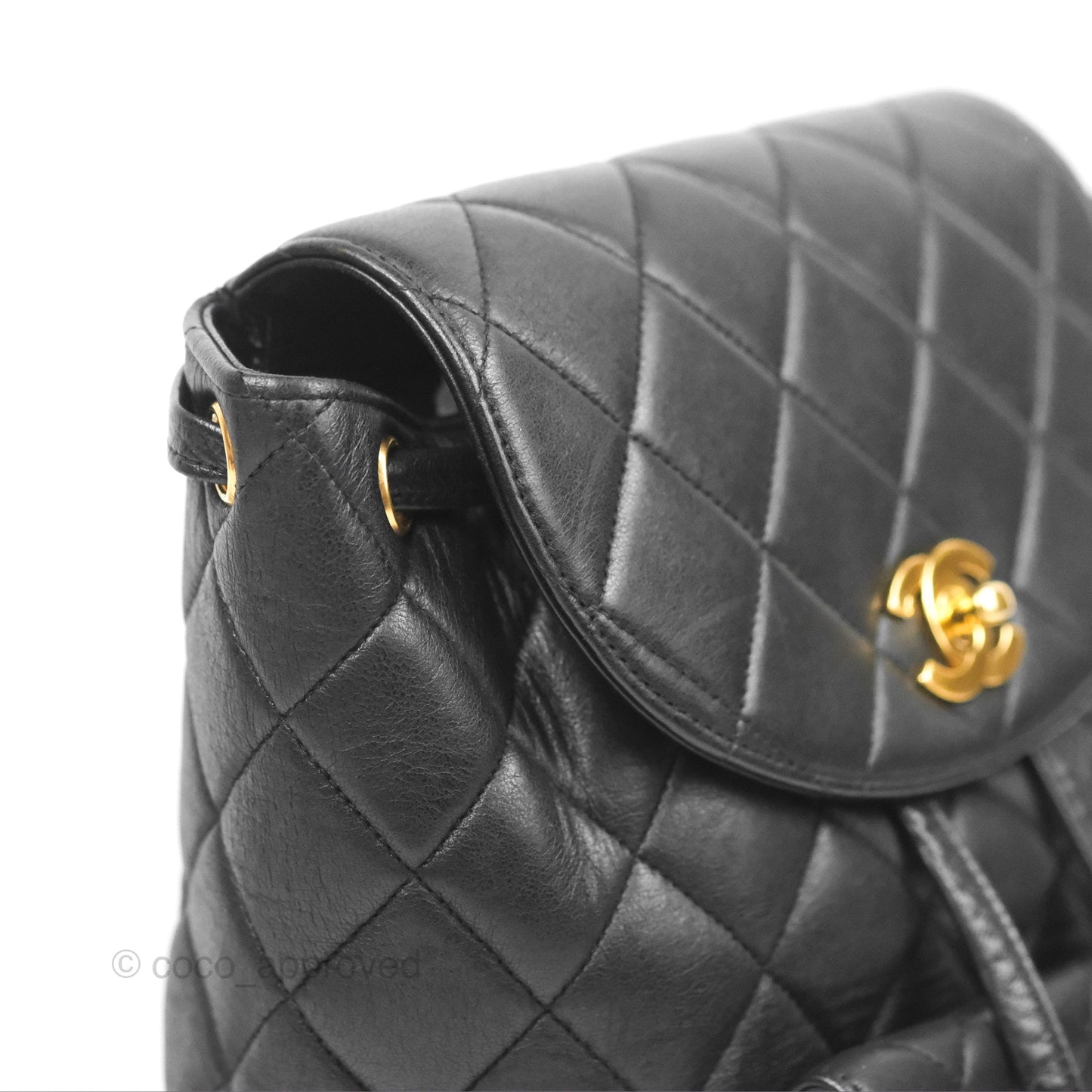 Chanel Vintage CC Duma Backpack Black Lambskin 24K Gold Hardware