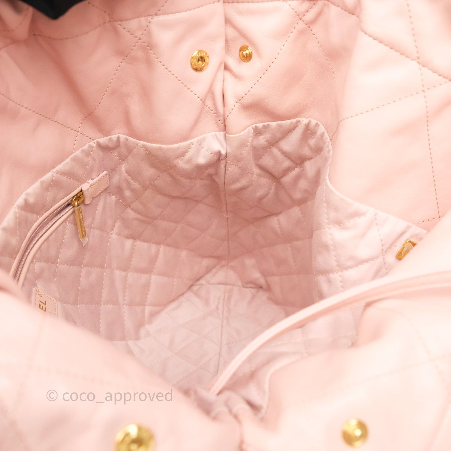 Chanel 22 Medium Pink Crumpled Calfskin Aged Gold Hardware