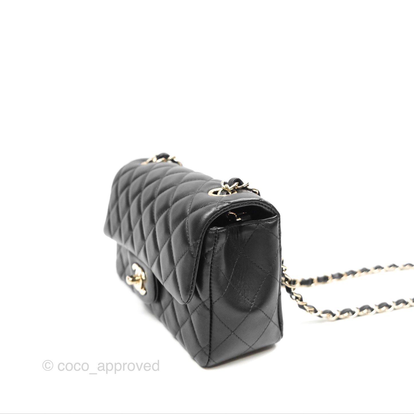 Chanel Quilted Mini Rectangular Black Lambskin Gold Hardware