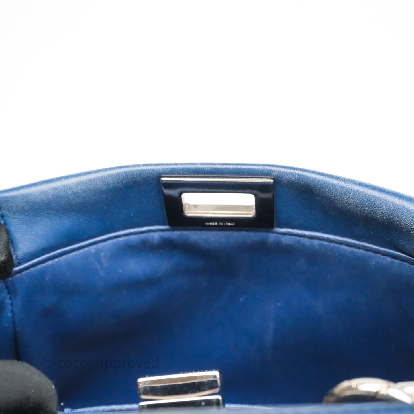 Fendi Nappa Mini Peekaboo Bag Blue Silver Hardware