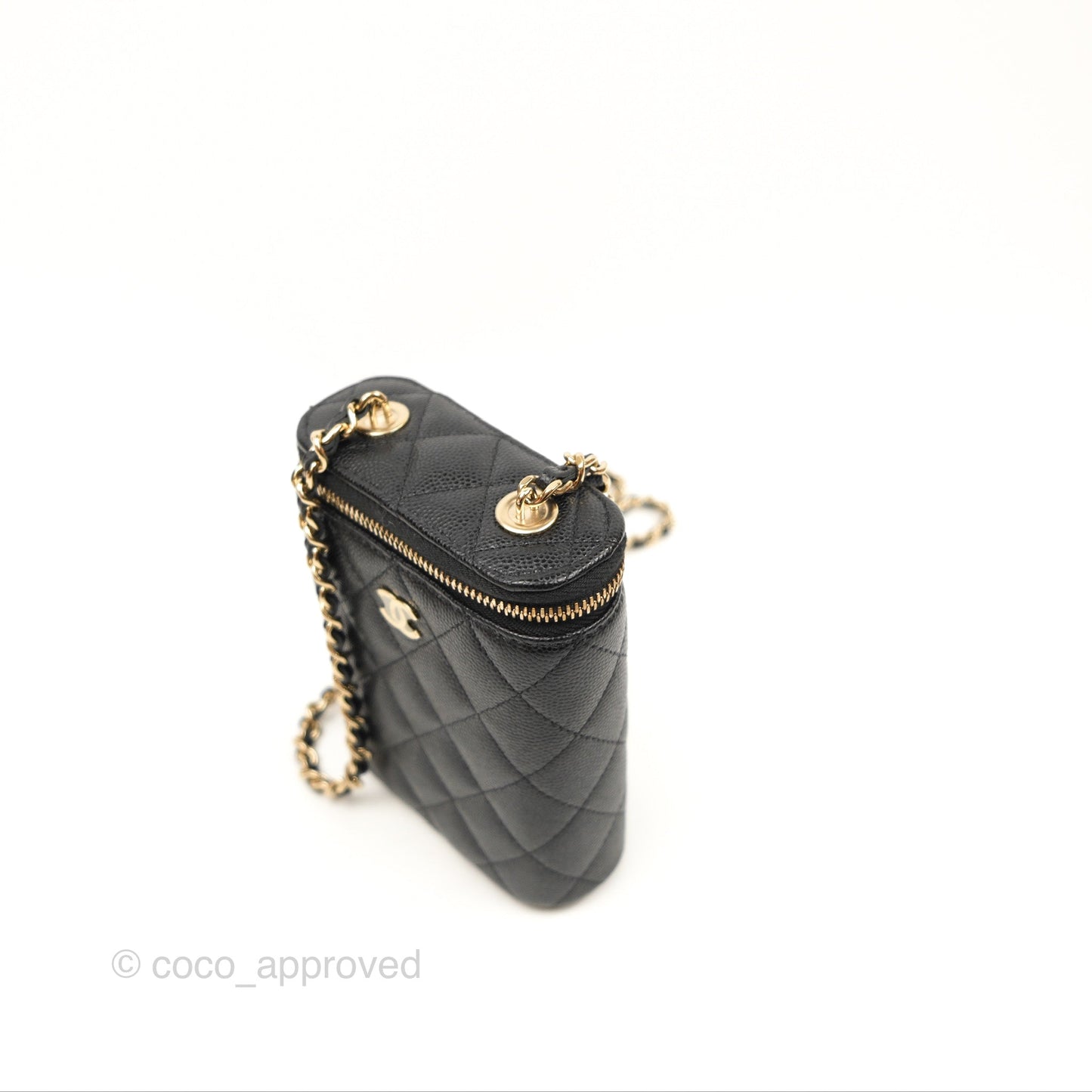 Chanel Classic Mini Vanity With Chain Black Caviar Gold Hardware