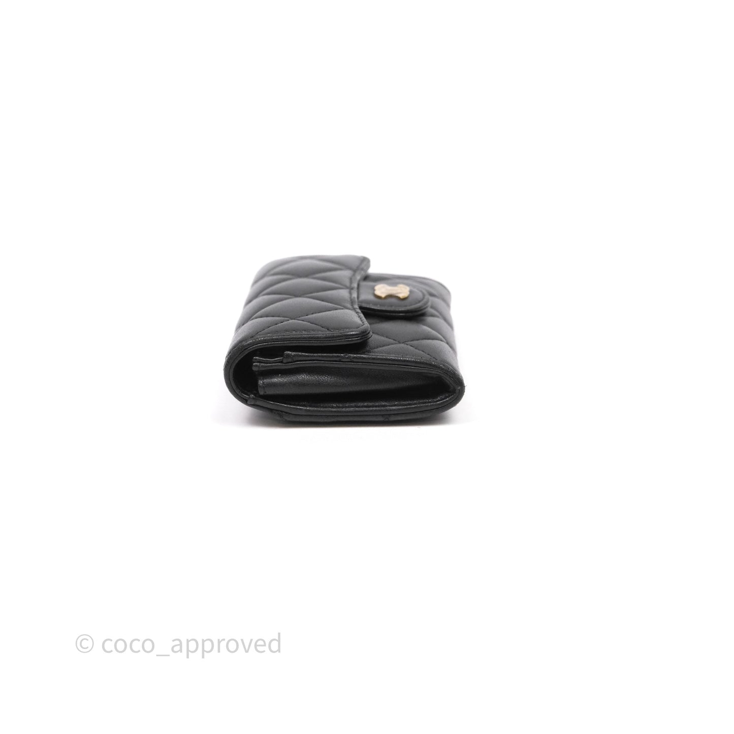Chanel Quilted Flap Card Holder Black Lambskin Gold Hardware
