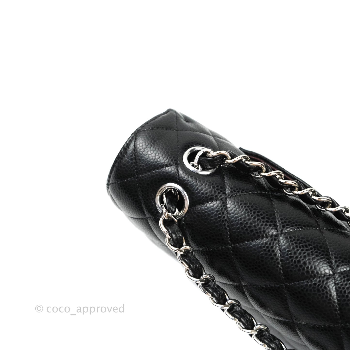 Chanel Classic M/L Medium Double Flap Bag Black Caviar Silver Hardware