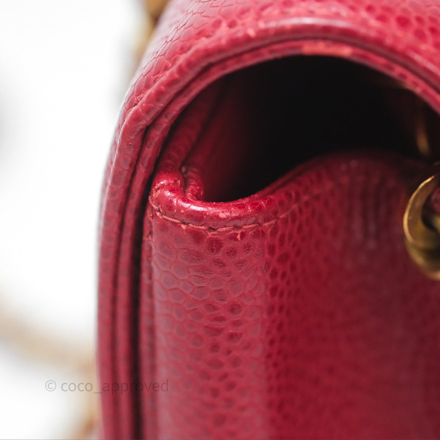 Chanel Medium Vintage Quilted Classic Diana Flap Bag Red Caviar 24K Gold Hardware
