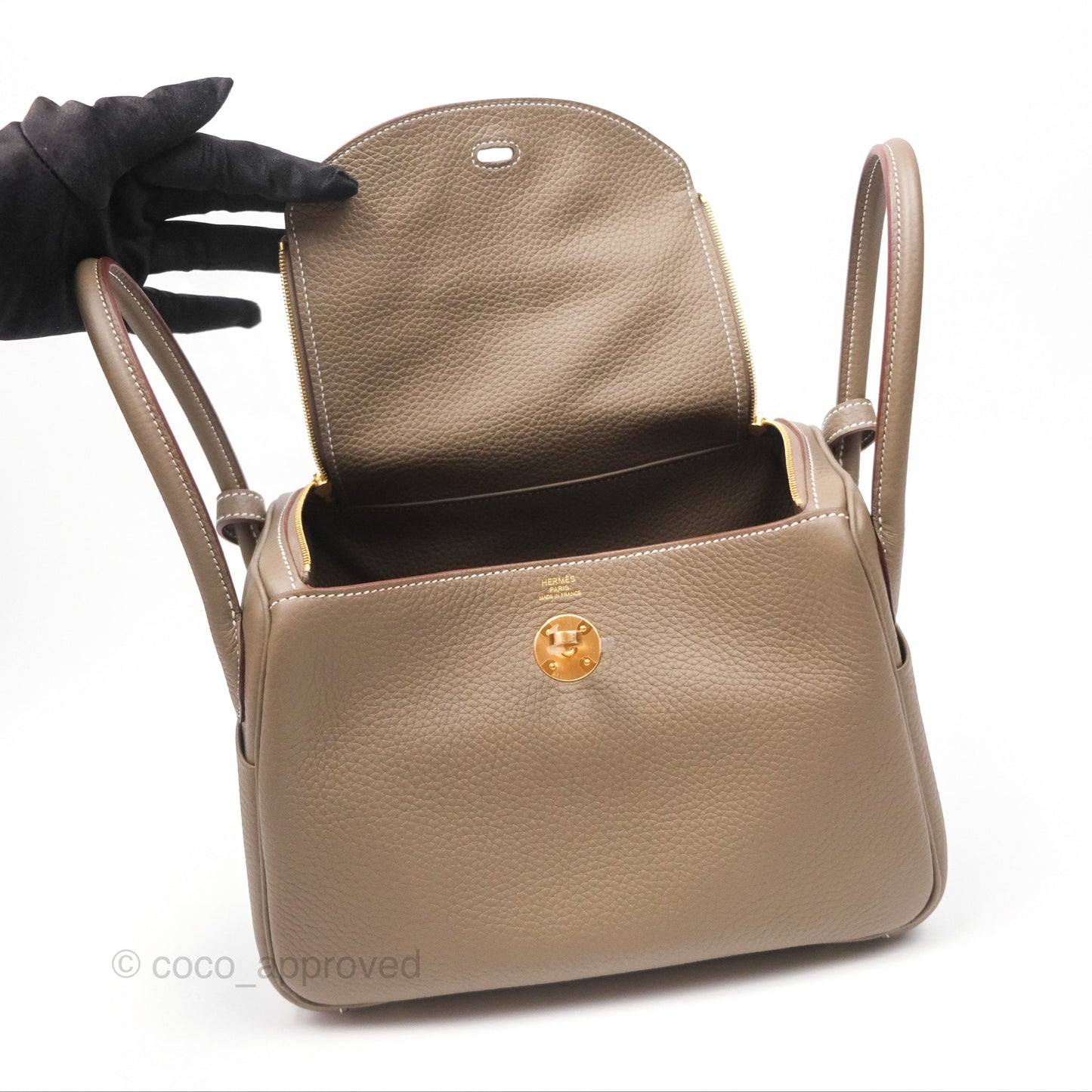 Hermès Lindy 26 Etoupe Clemence Gold Hardware
