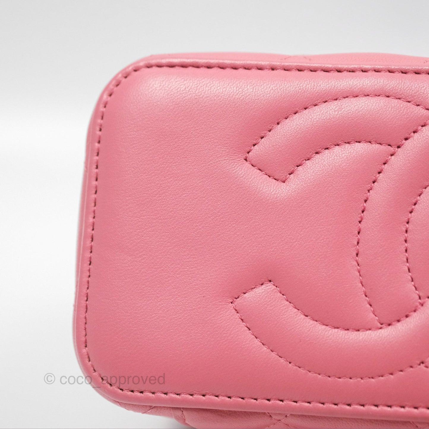Chanel Vanity Rectangular Top Handle Pink Lambskin Gold Hardware
