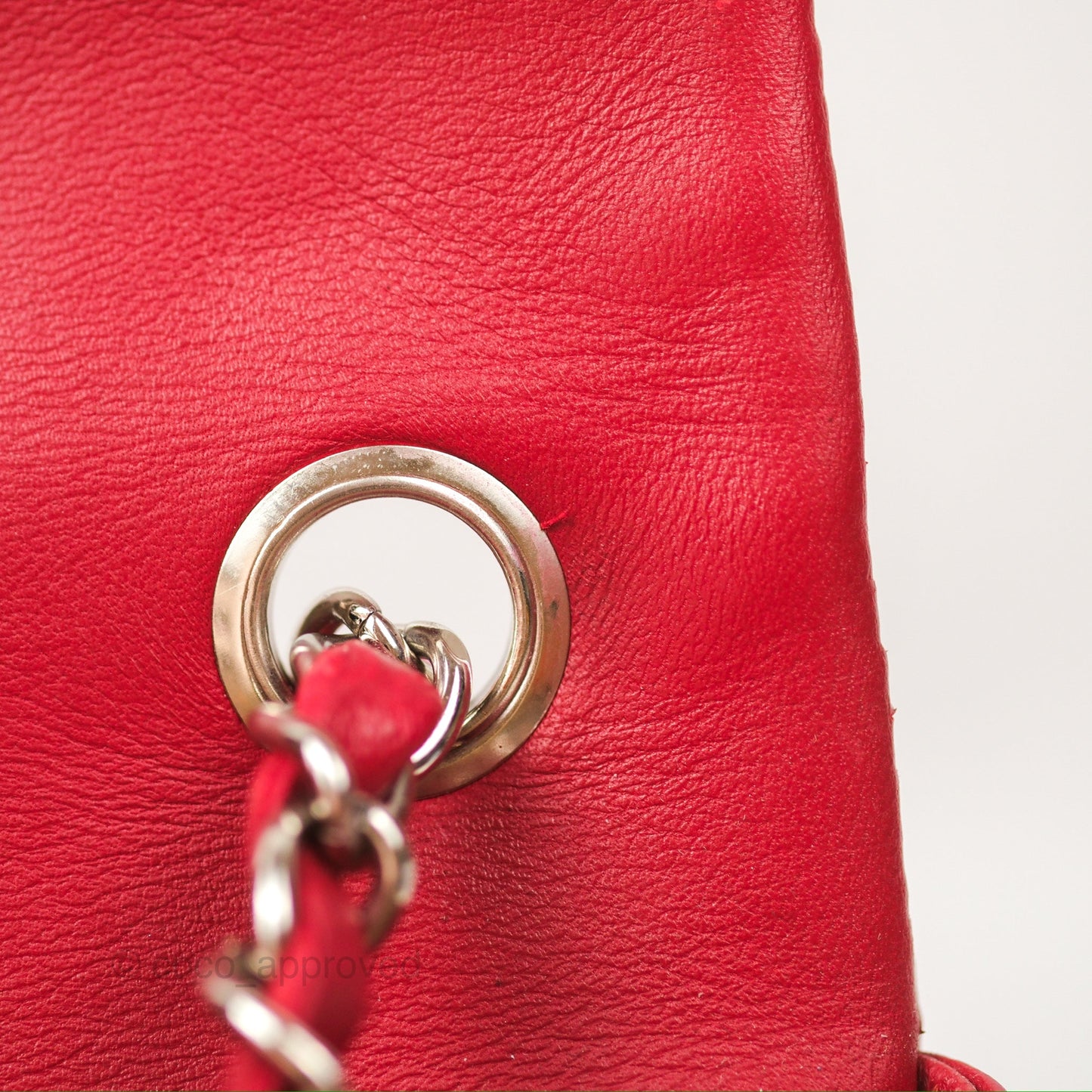 Chanel Quilted Mini Rectangular Flap Red Lambskin Silver Hardware