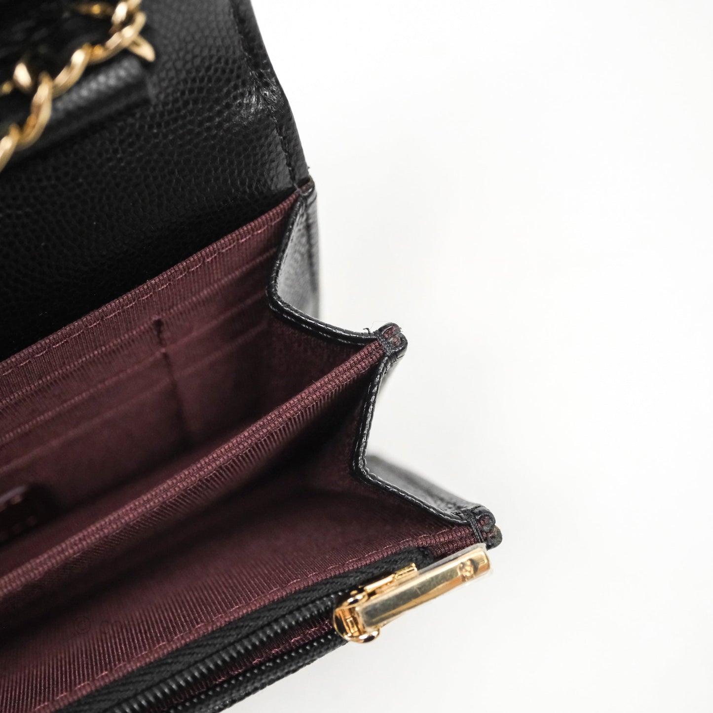 Chanel Quilted Mini Wallet on Chain WOC Black Caviar Gold Hardware