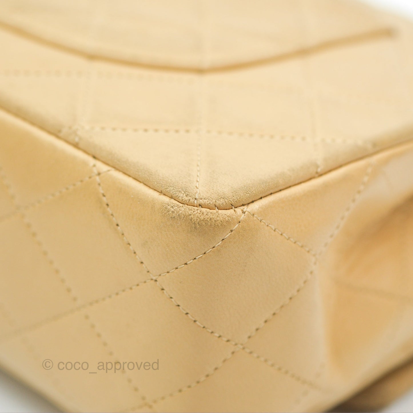 Chanel Vintage Medium Classic Flap Beige Lambskin 24K Gold Hardware