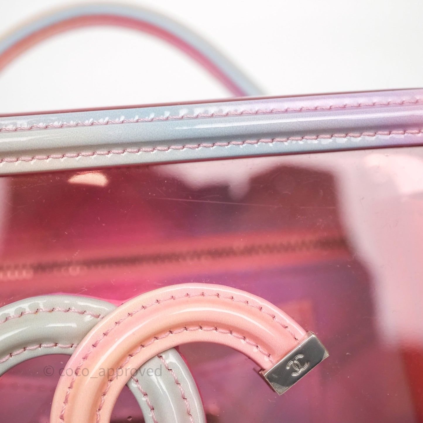 Chanel Filigree Pink Vanity Case PVC Silver Hardware