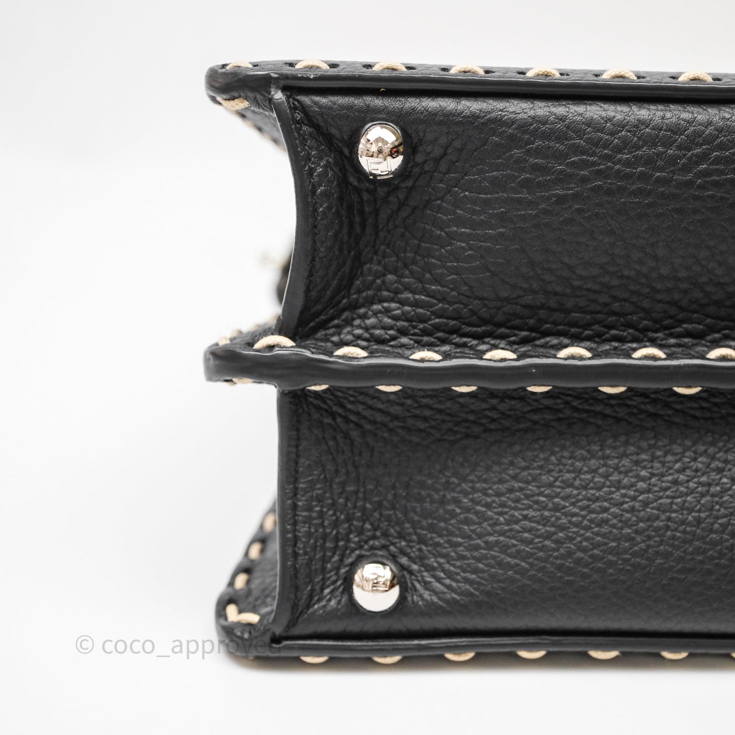 Fendi Peekaboo ISeeU Python Handle Handbag Black Calfskin Silver Hardware