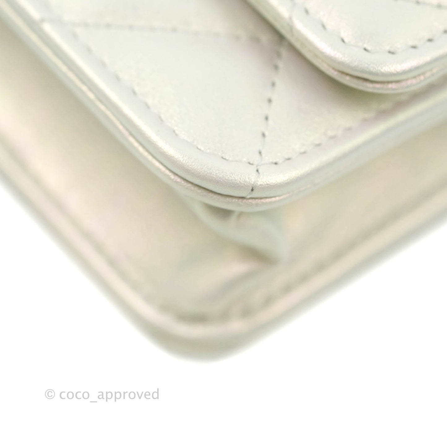 Chanel 19 Quilted Wallet on Chain WOC Iridescent White Mixed Hardware